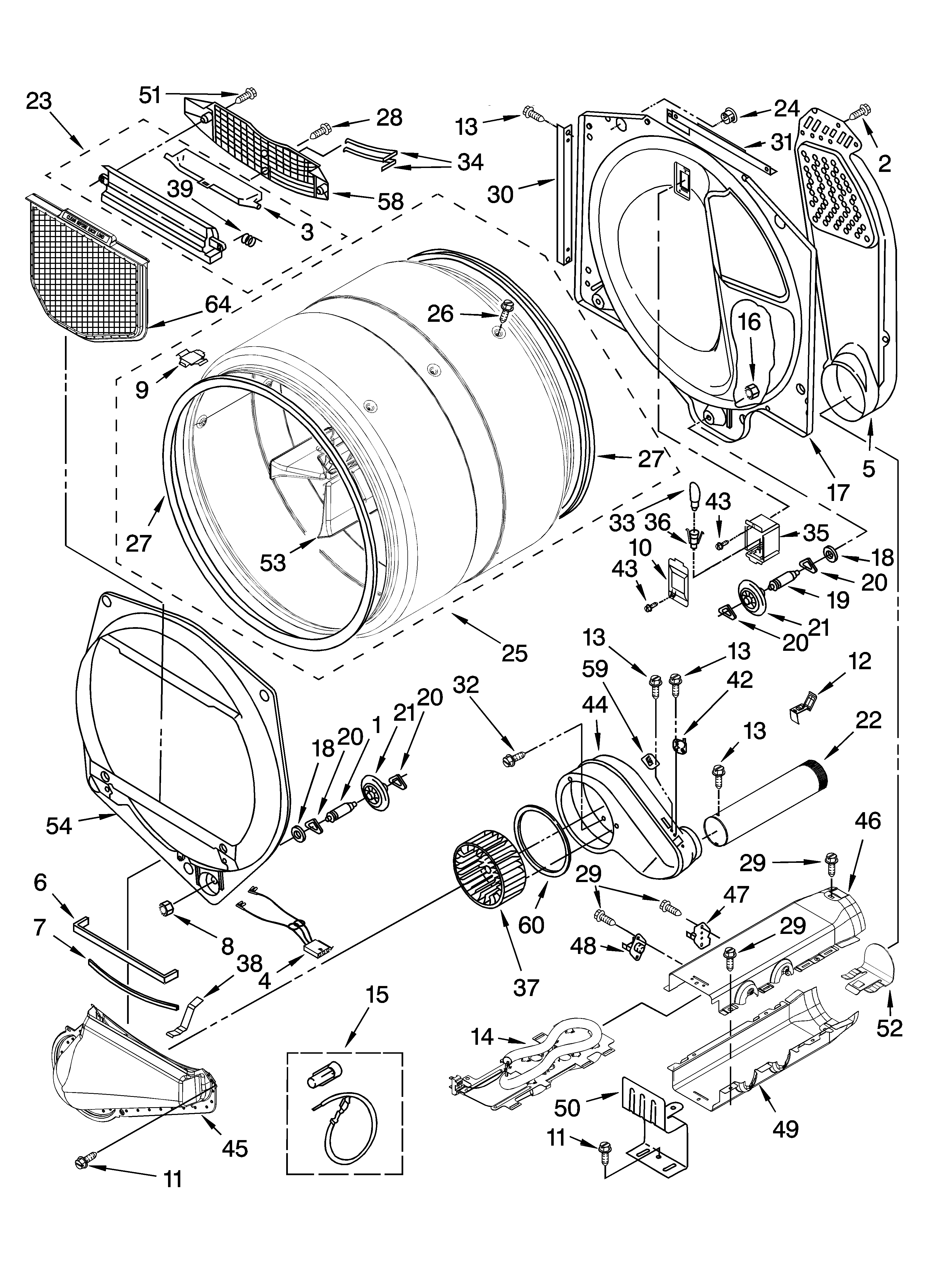 BULKHEAD PARTS Diagram & Parts List for Model 11087892601 ... sears kenmore dryer diagram 