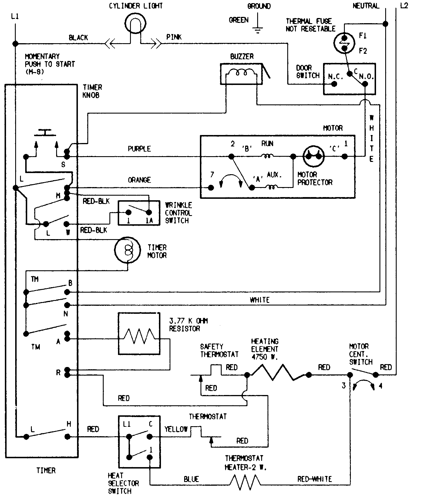 Amana Dryer Wiring Diagram : Amana model NED4800VQ1 residential dryer
