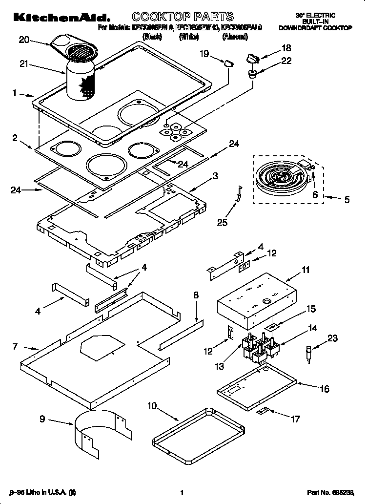 Looking For Kitchenaid Model Kecd805ewh0 Electric Cooktop Repair