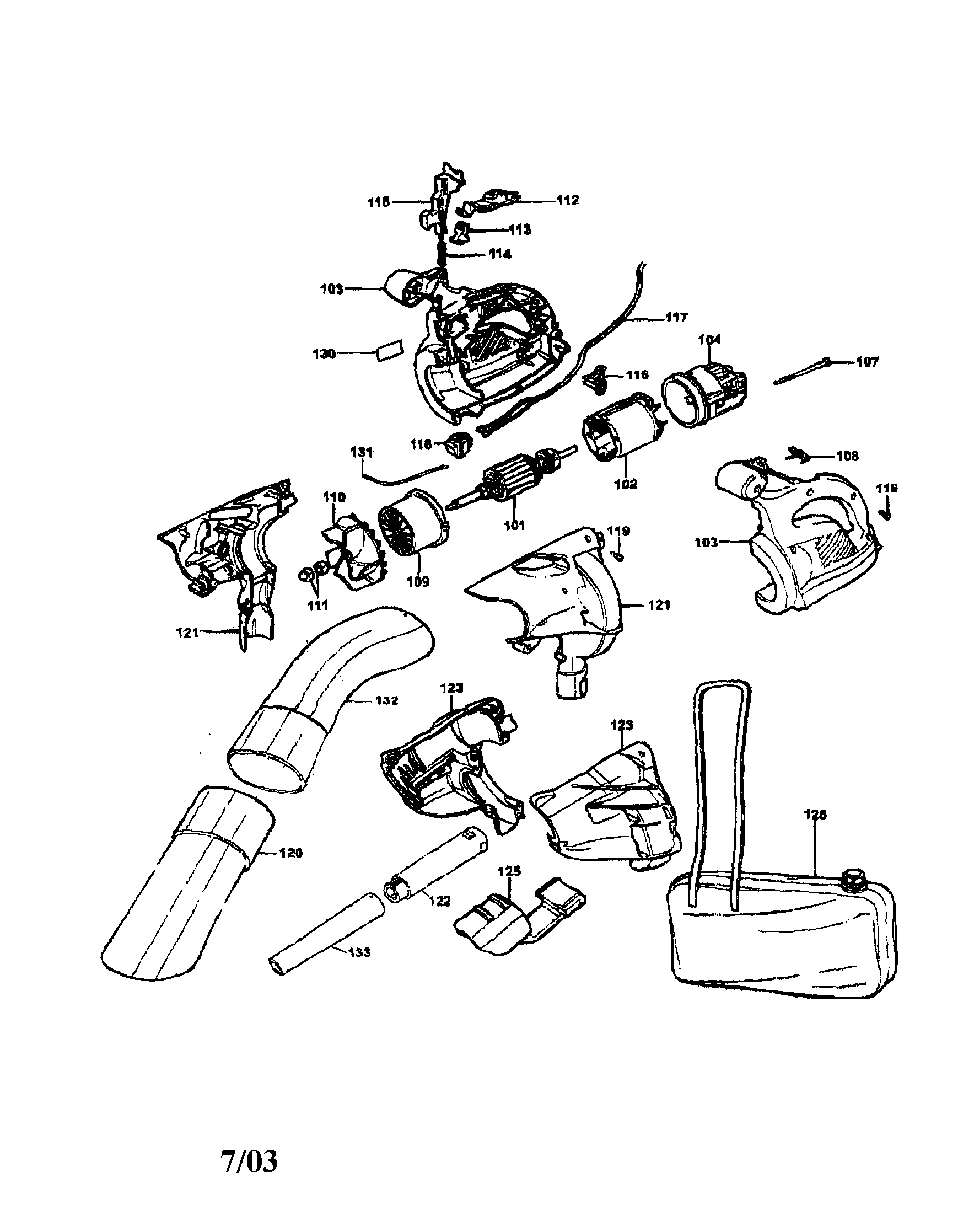 Black Decker Bv2500 Type 3 Electric Leaf Blower Parts Sears Partsdirect