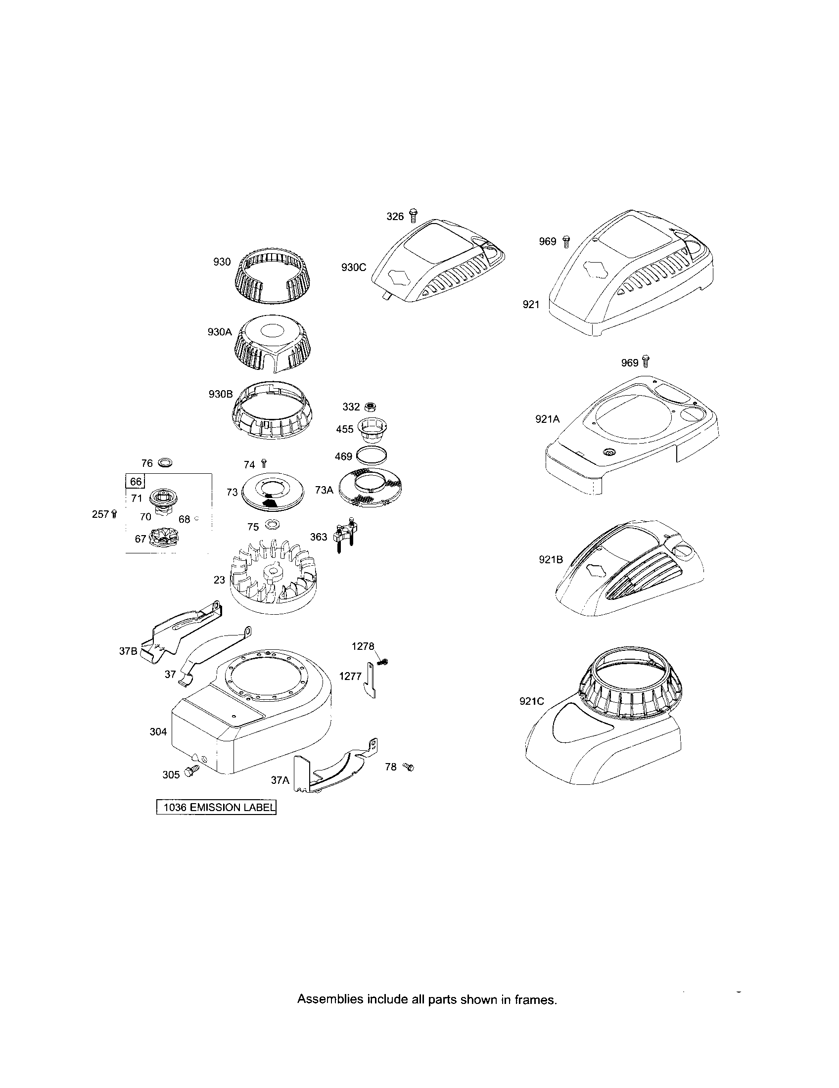 Briggs-Stratton model 10D900 (5000) engine genuine parts