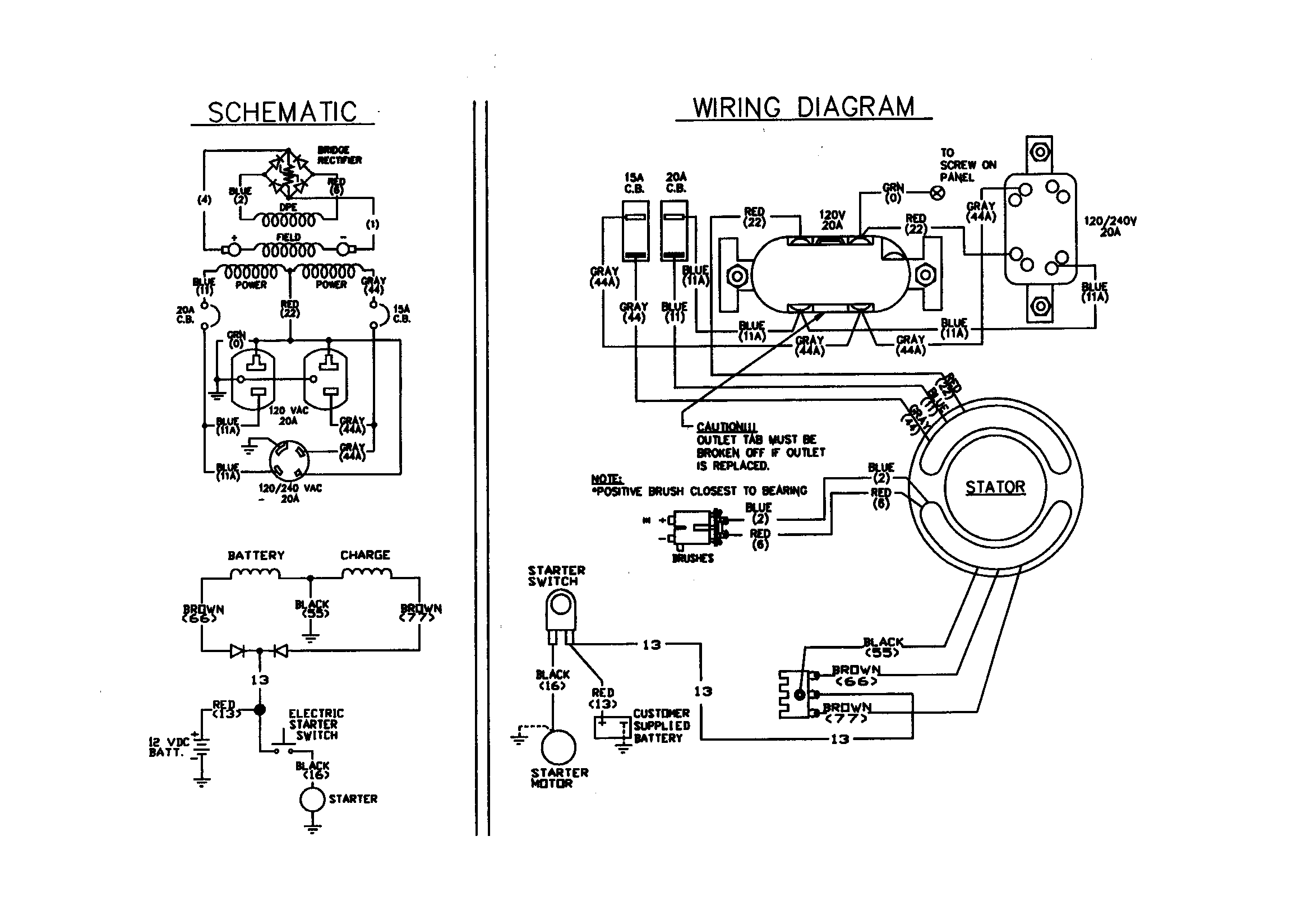 WIRING DIAGRAM/SCHEMATIC Diagram & Parts List for Model ... generator wiring diagram 