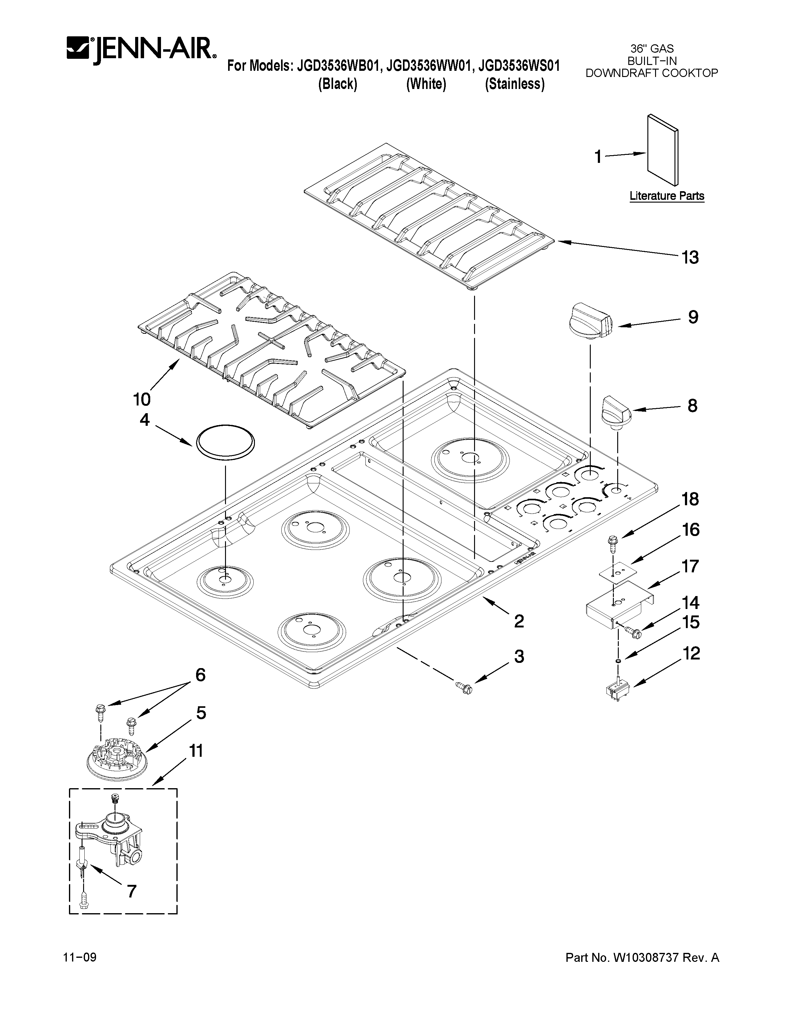 Looking For Jenn Air Model Jgd3536ww01 Gas Cooktop Repair
