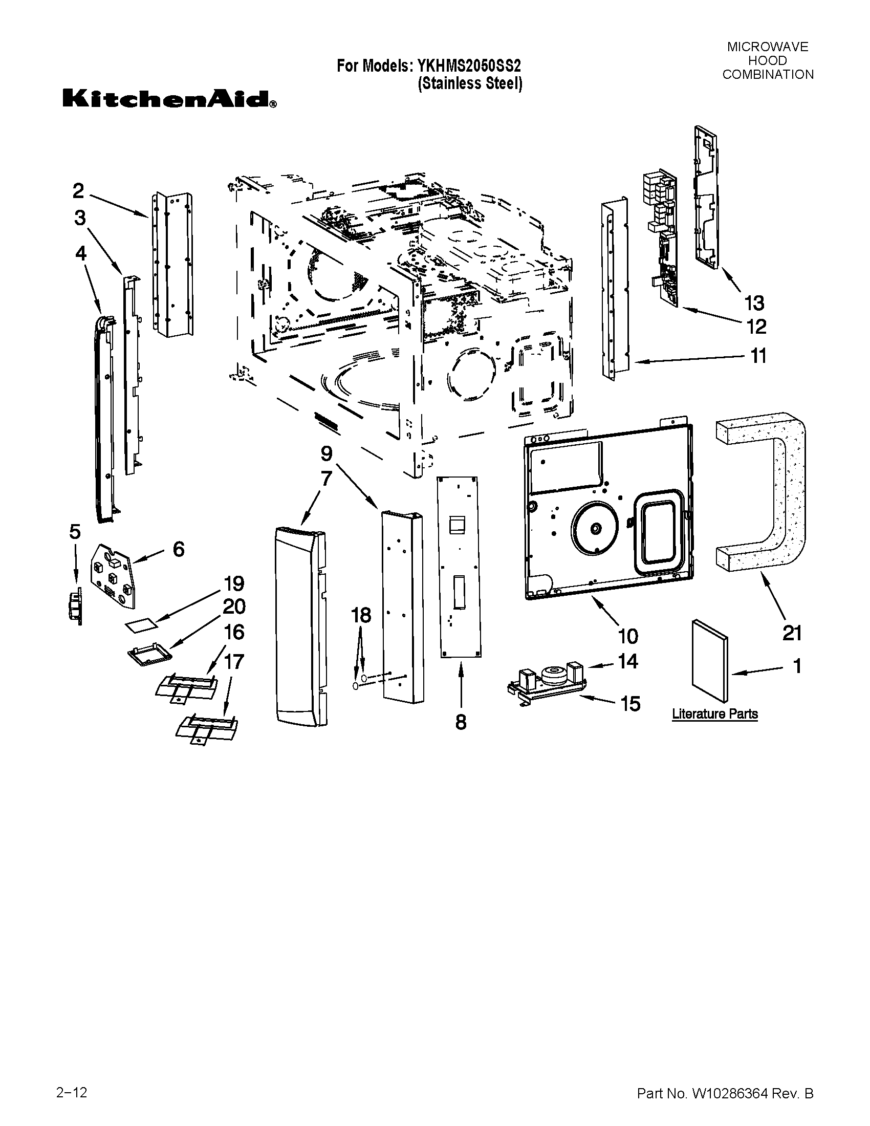 Kitchenaid Model Ykhms2050ss2 Microwave Hood Combo Genuine Parts