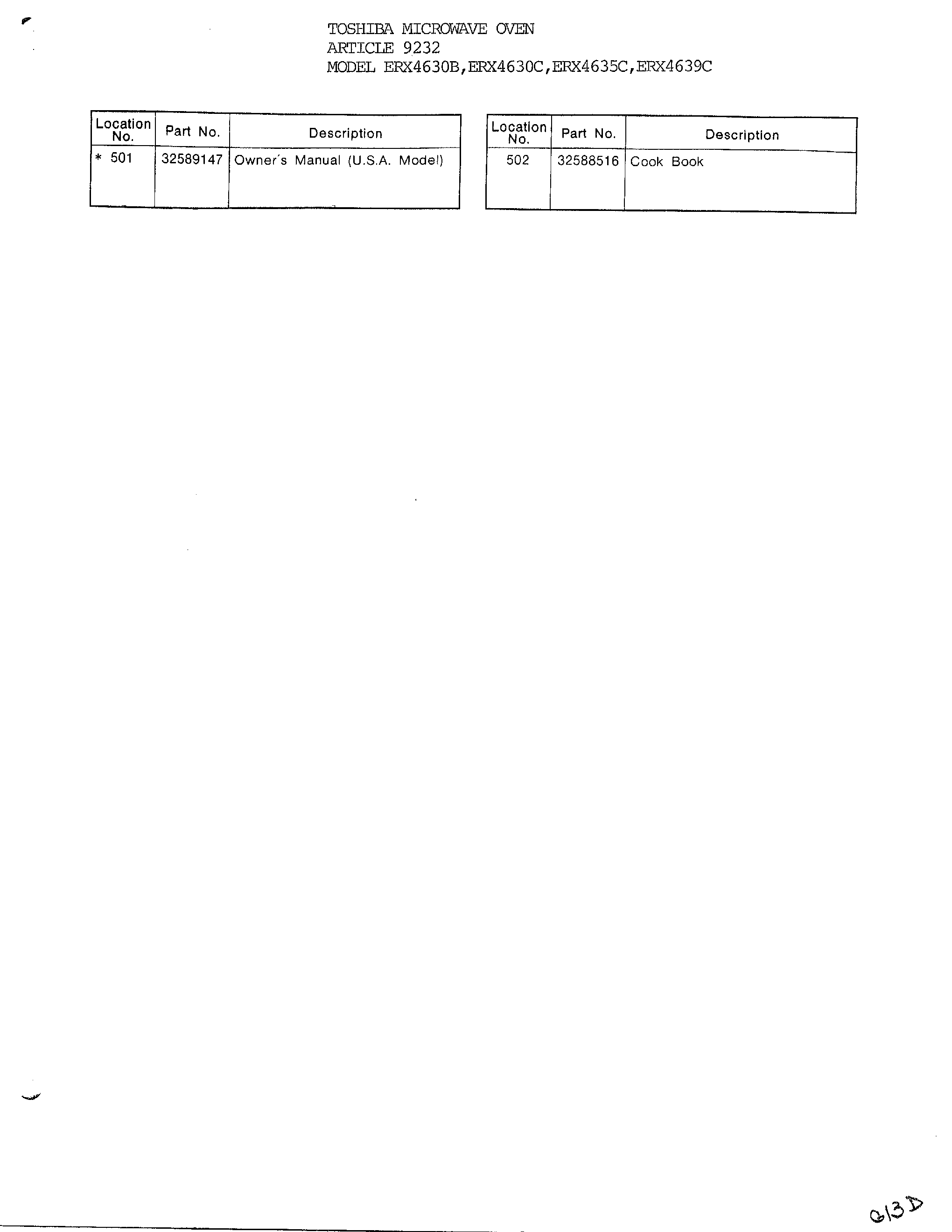 ... Array - toshiba model erx 4639c countertop microwave genuine parts rh searspartsdirect ...