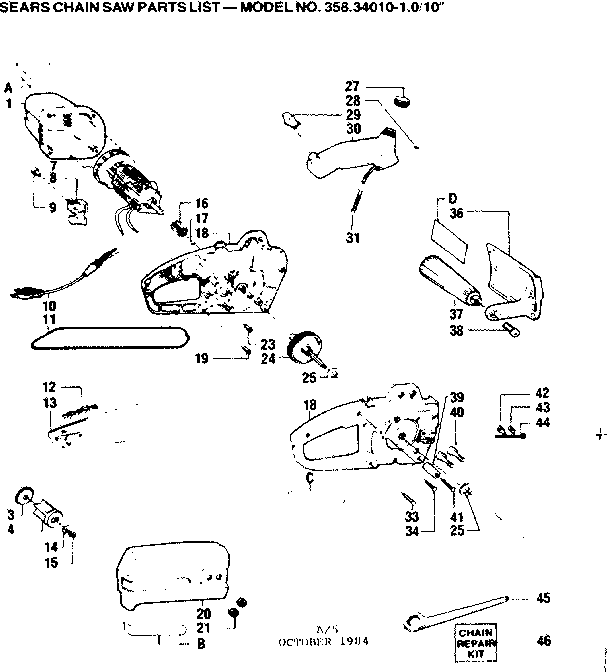 Sears Craftsman Electric Chainsaw Parts