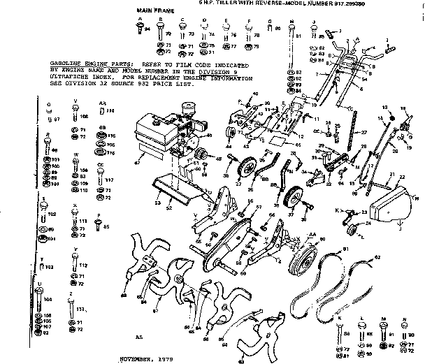 Craftsman Model 917 Tiller Parts
