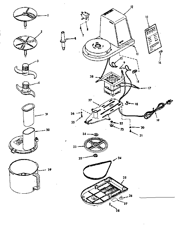 Kenmore model 400822804 food processor genuine parts