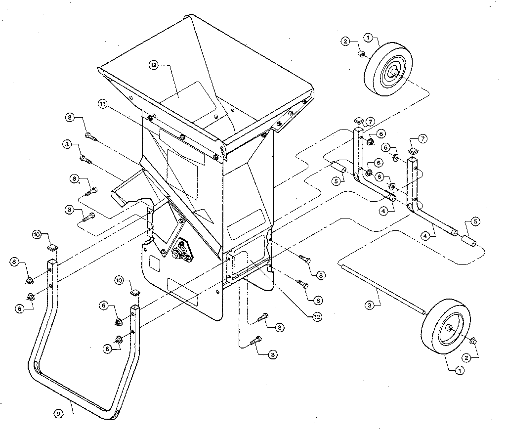 Troybilt Model Super Tomahawk 8hp Chipper Shredder Vacuum Gas Drawing Three