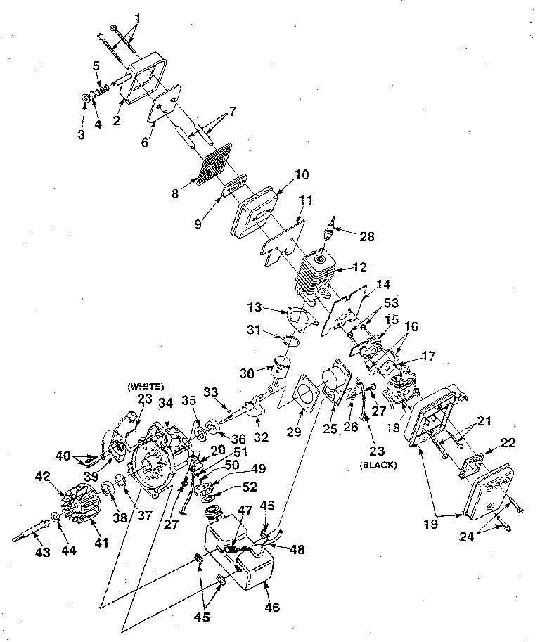 a figure parts of 1 leaf answers model blower, genuine BP 250 gas parts Homelite