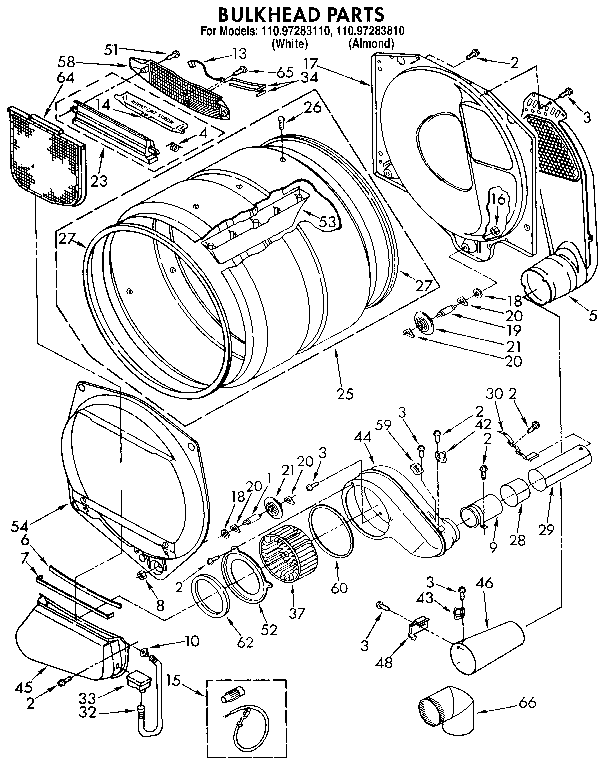 Kenmore model 11097283110 residential dryer genuine parts