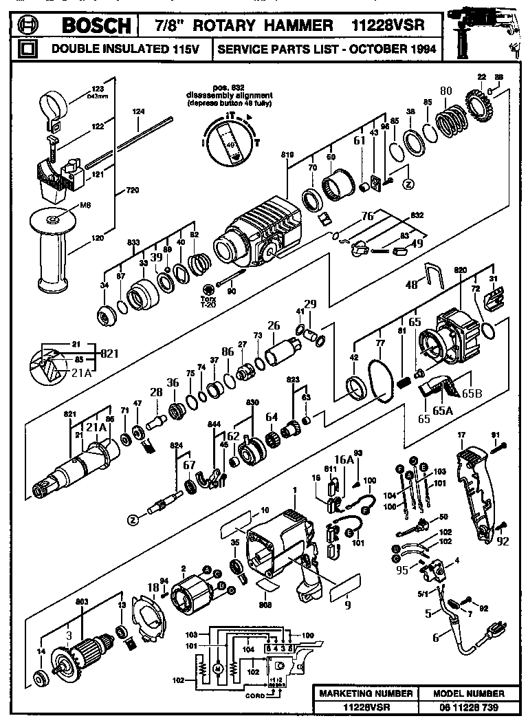 Bosch model 11228VSR drill hammer genuine parts