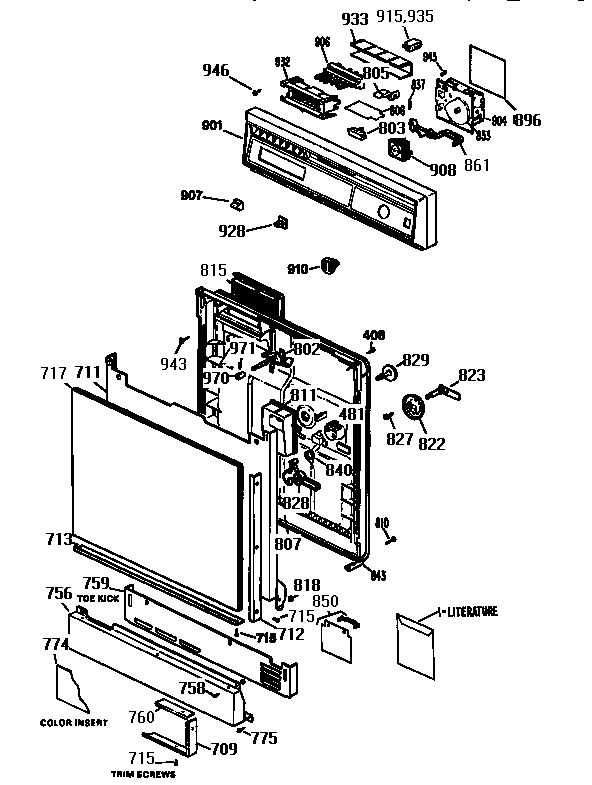 Kenmore model 3631444596 dishwasher genuine parts