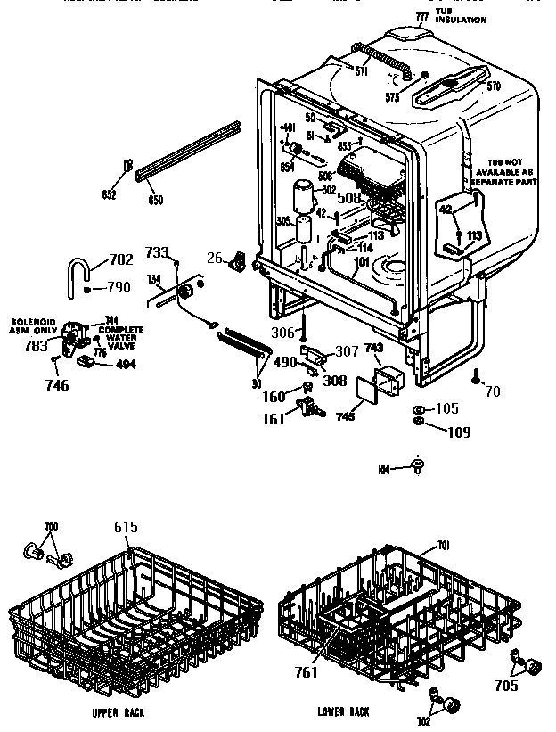 Kenmore model 3631444596 dishwasher genuine parts