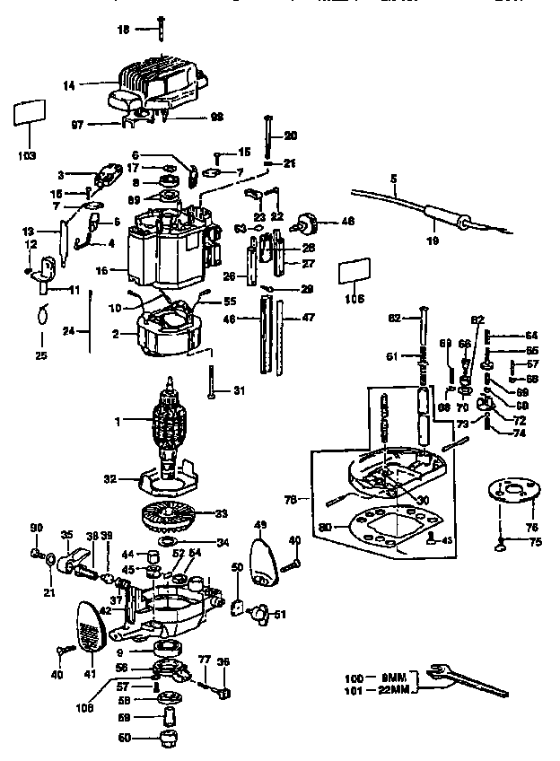 Dewalt model DW624 router genuine parts
