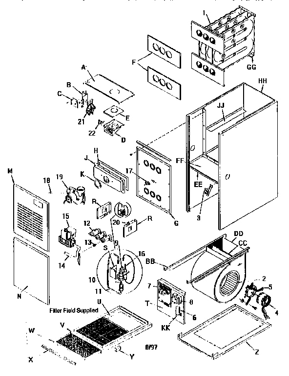 Arcoaire model GUJ100N16C2 furnace/heater, gas genuine parts arcoaire furnace manual wiring diagram 