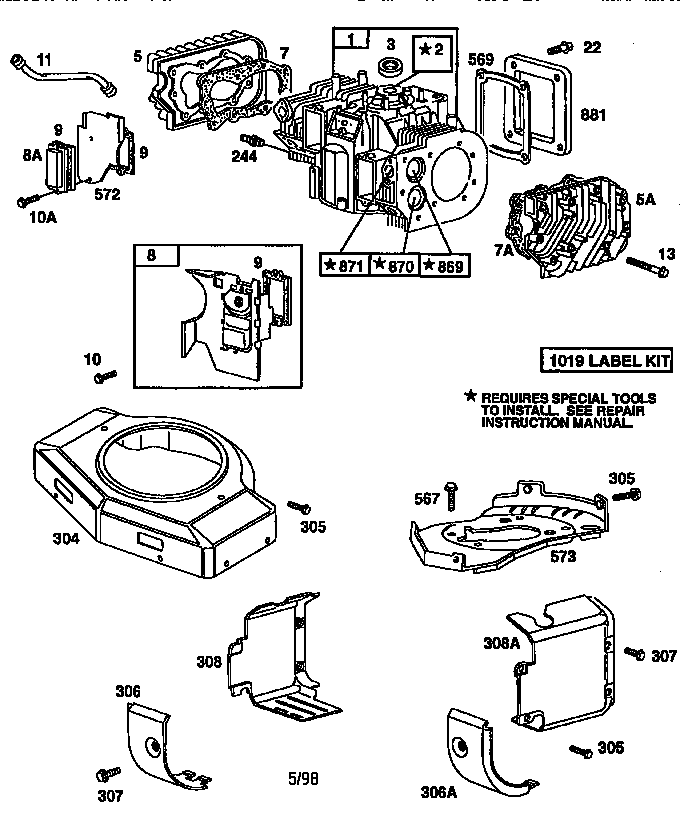 Briggs-Stratton model 42E707-2631-E1 engine genuine parts e1 wiring diagram 