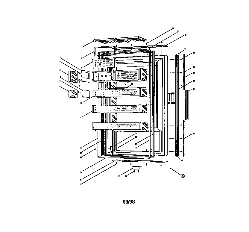 Sub-Zero model 501R bottom-mount refrigerator genuine parts