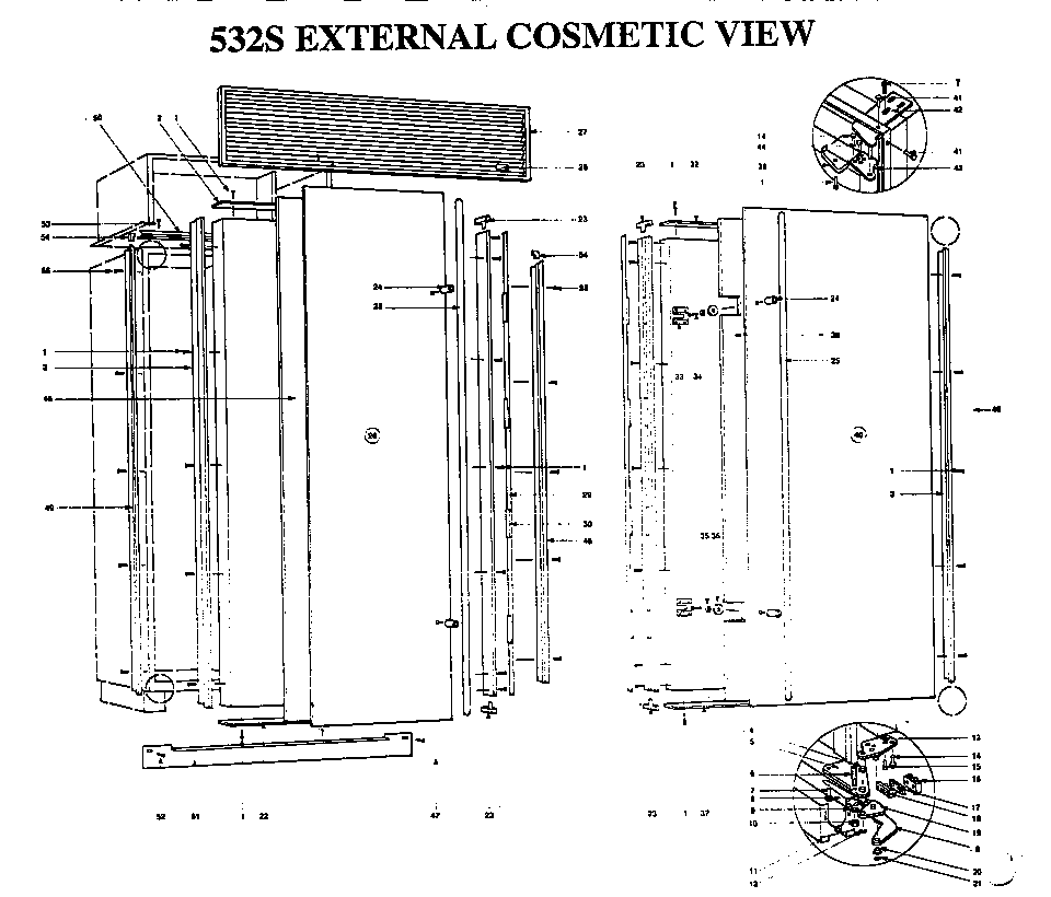 Sub-Zero model 532 bottom-mount refrigerator genuine parts
