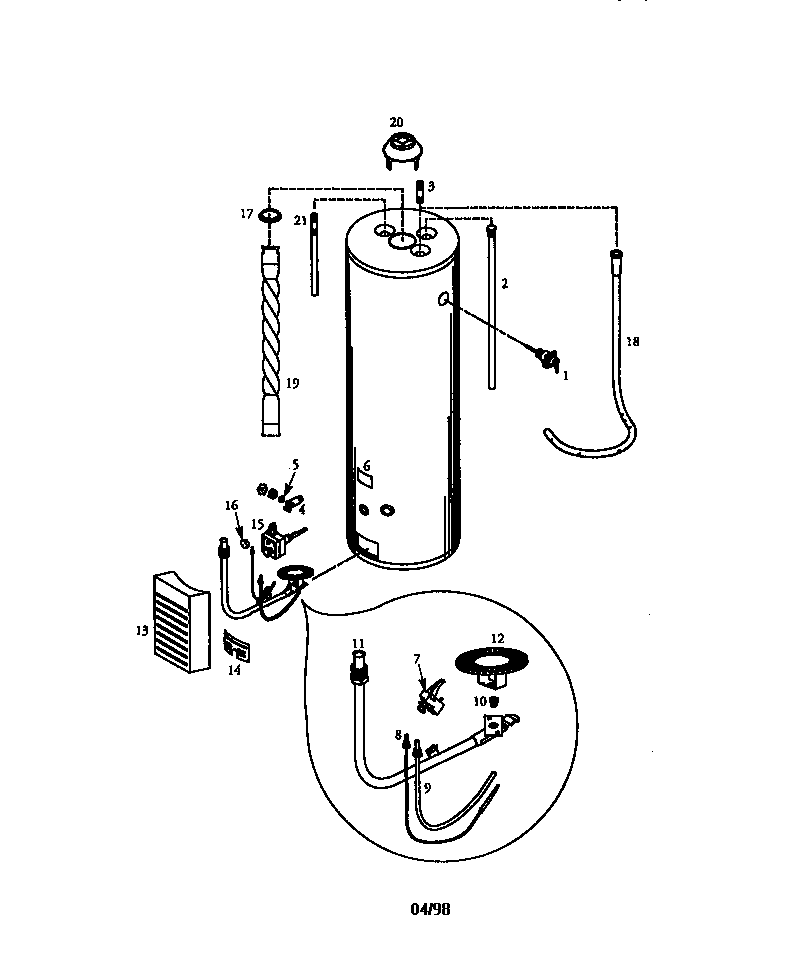 KENMORE POWER MISER 10 GAS WATER HEATER Parts | Model 153330450 | Sears ...