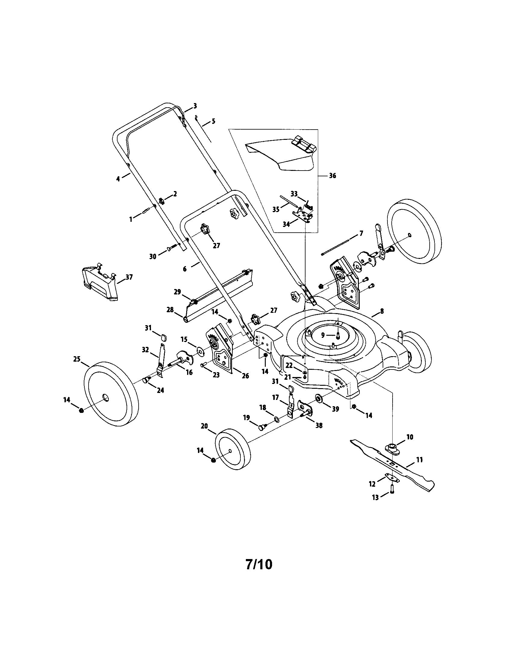 Craftsman model 24738528 walk behind lawnmower, gas genuine parts