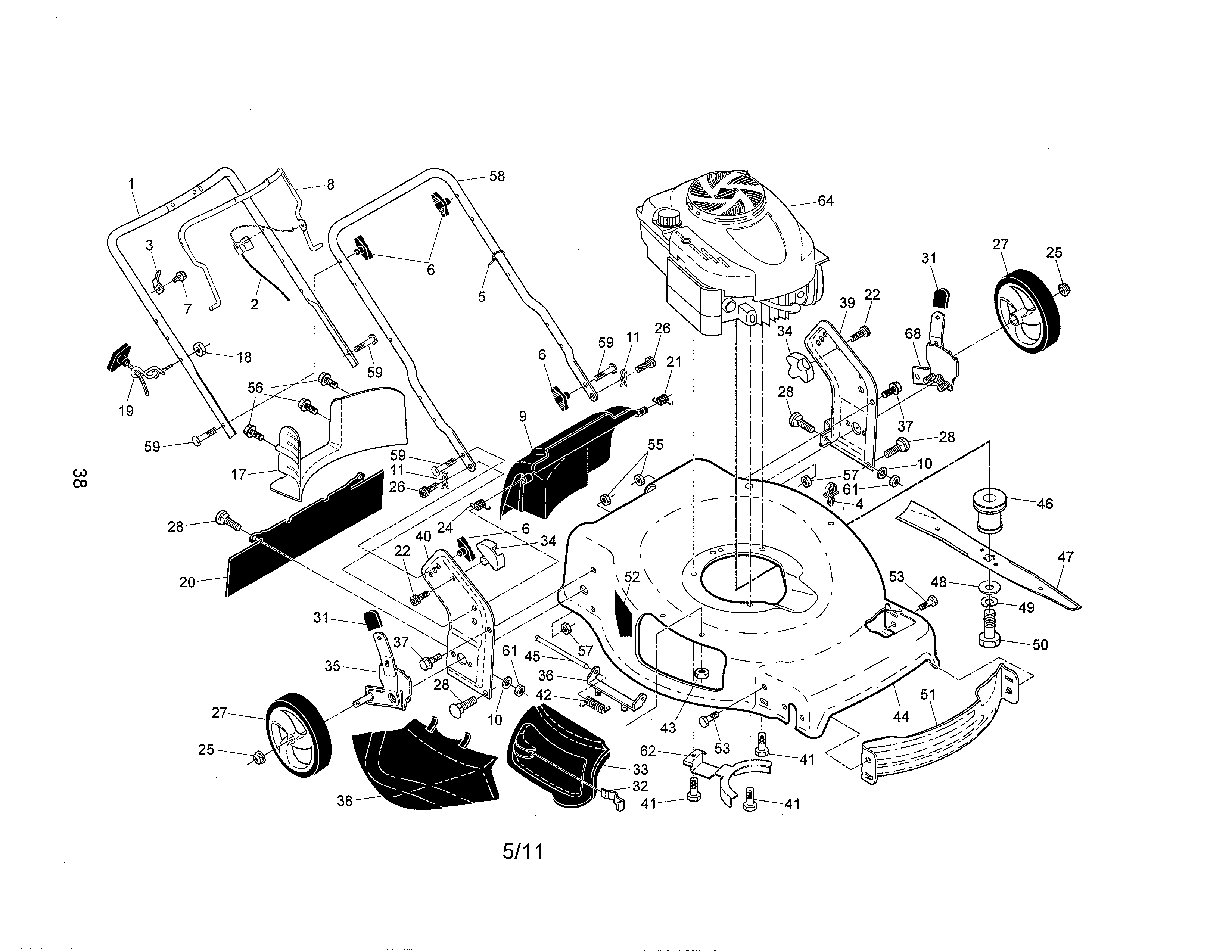 Craftsman model 917376223 walk behind lawnmower, gas genuine parts