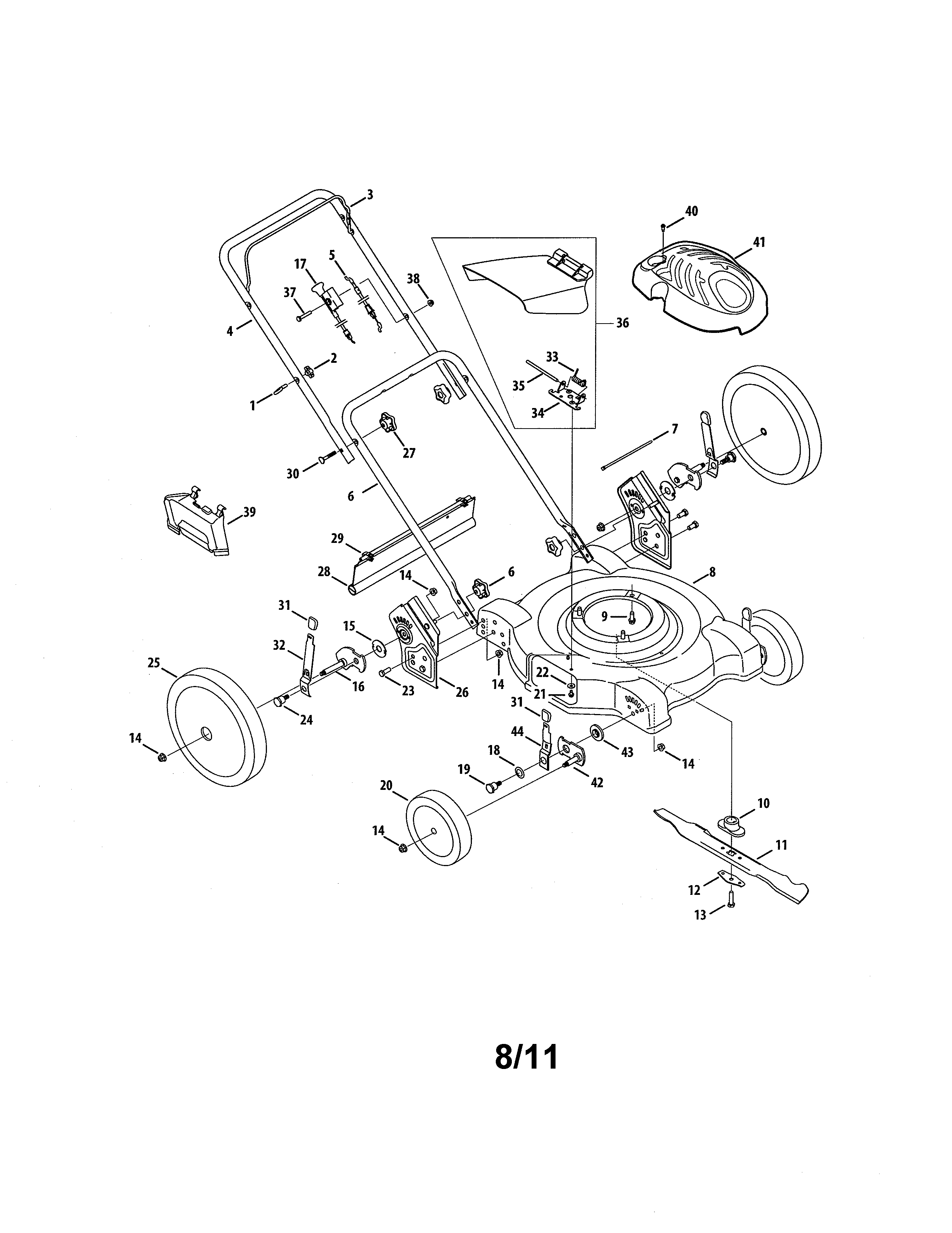 Mtd model 11A-50MB031 walk behind lawnmower, gas genuine parts