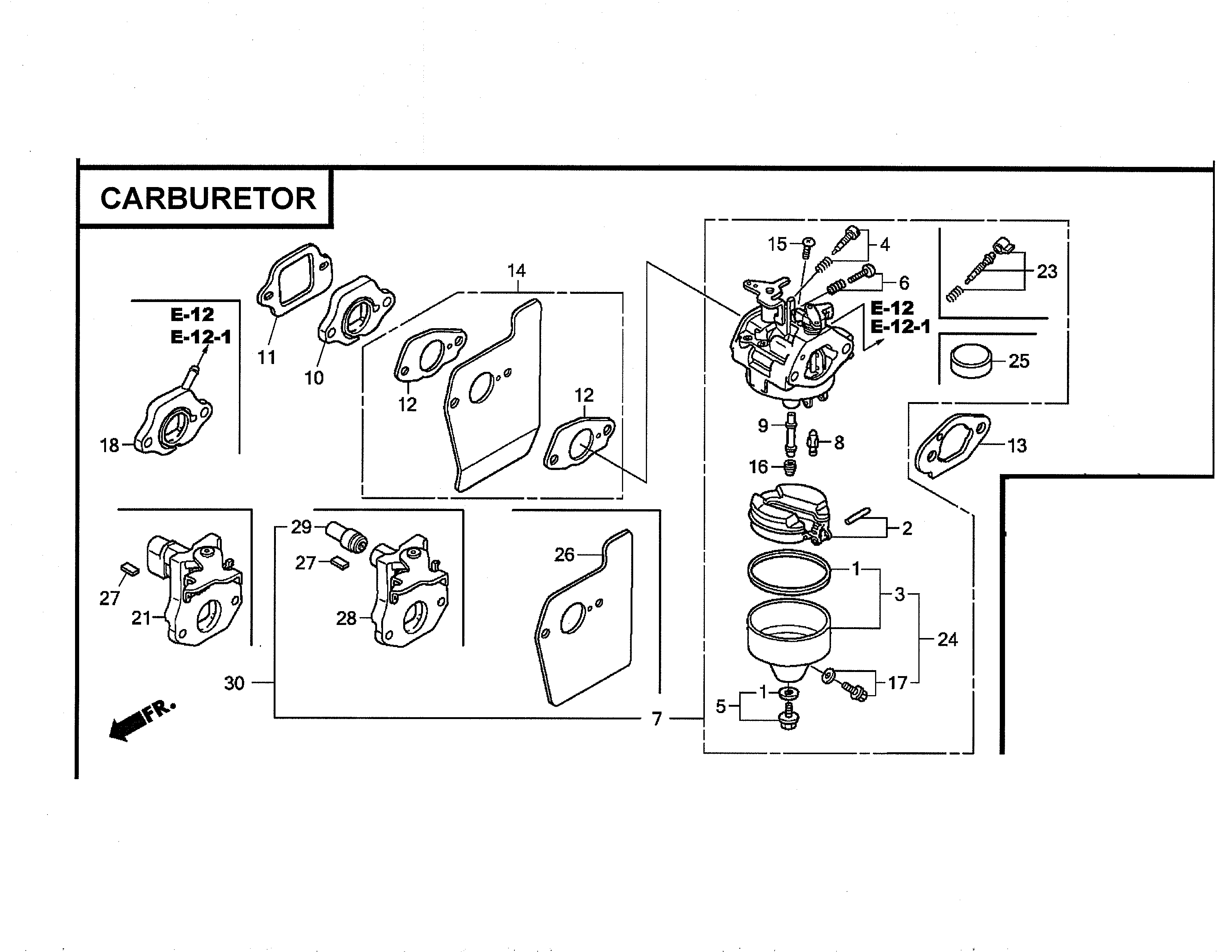 Honda model GCV160-LA0S3-ED engine genuine parts