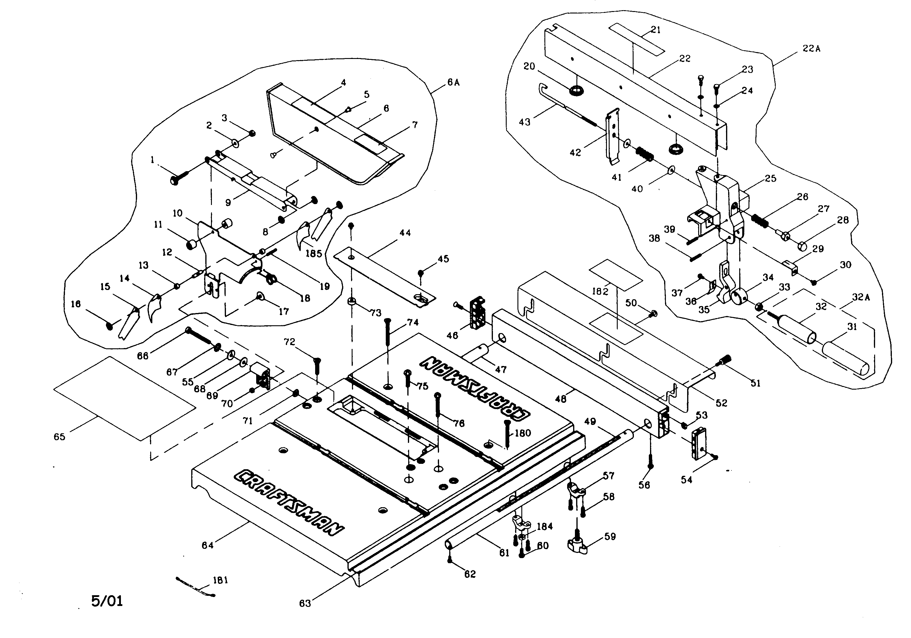 Craftsman model 137271180 table saw genuine parts