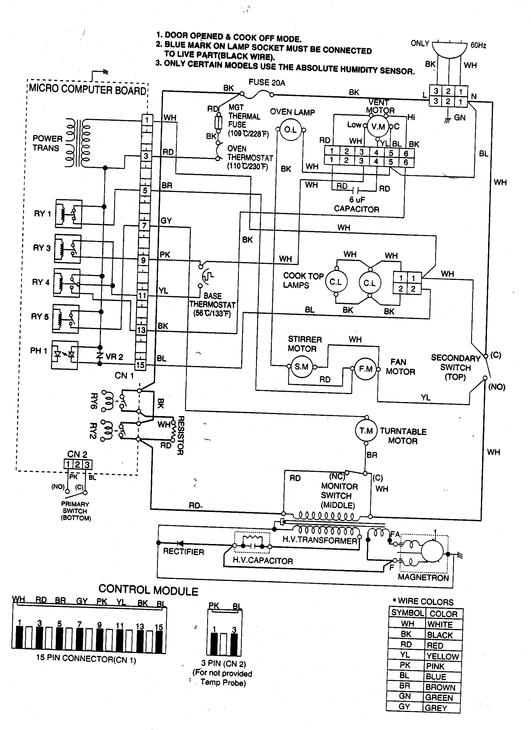 Goldstar model MV-1515B microwave/hood combo genuine parts sears oven wiring diagram 