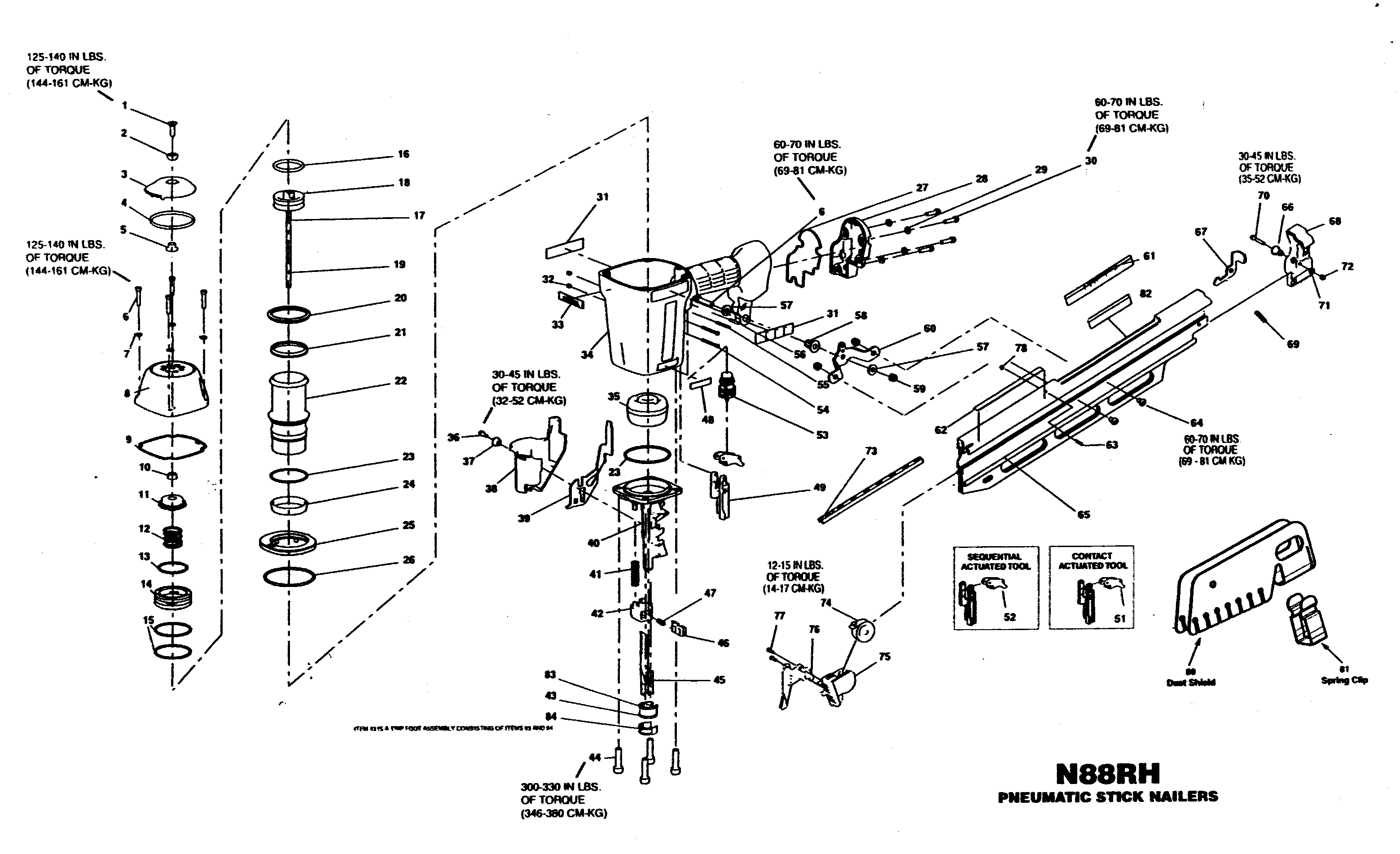 Stanley-Bostitch model N88RH nailer genuine parts