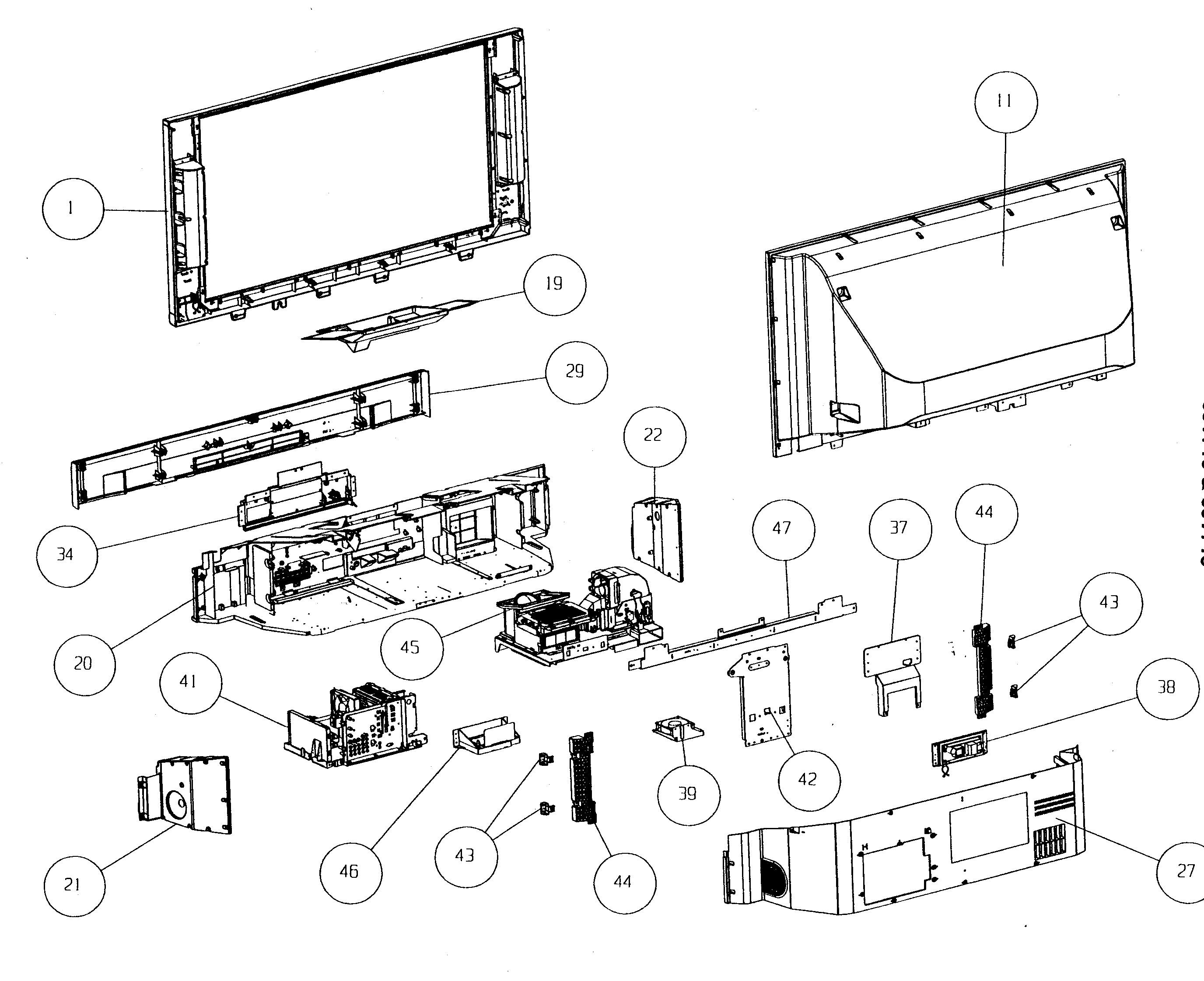 Hitachi model 60V715 lcd television genuine parts