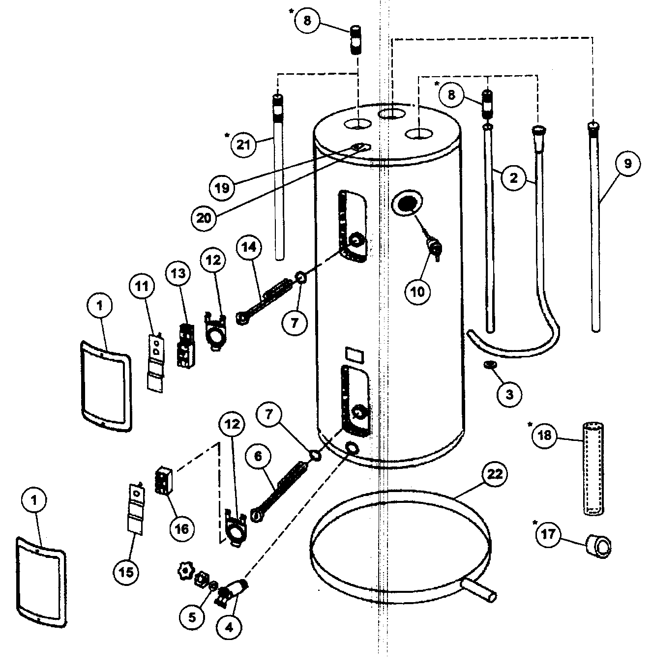 Ao-Smith model ECT52 water heater, electric genuine parts ao smith water heater wiring diagram 