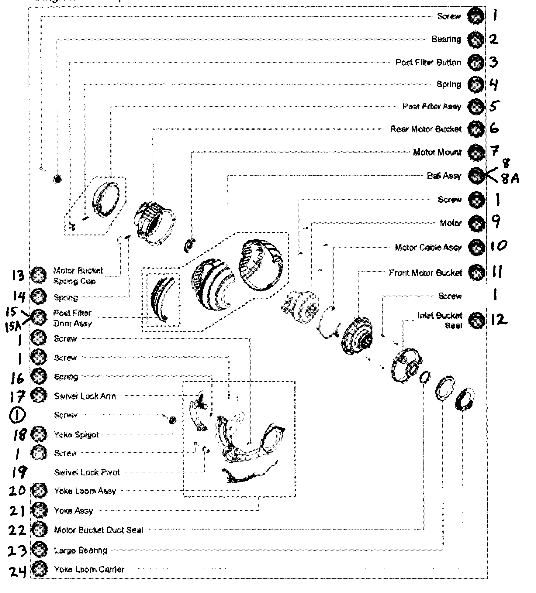 Dyson Model Dc25 Vacuum Upright Genuine Parts
