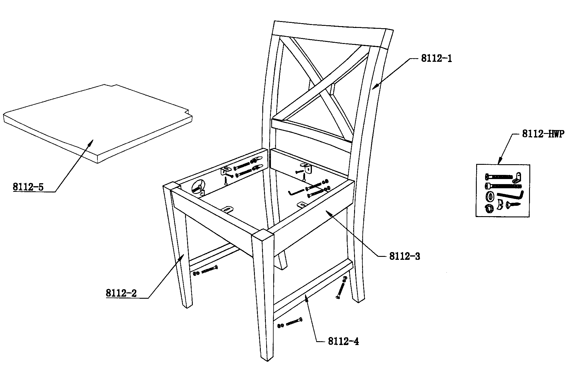 Чертеж стула. Диаграмма стула. Parts of a Chair.
