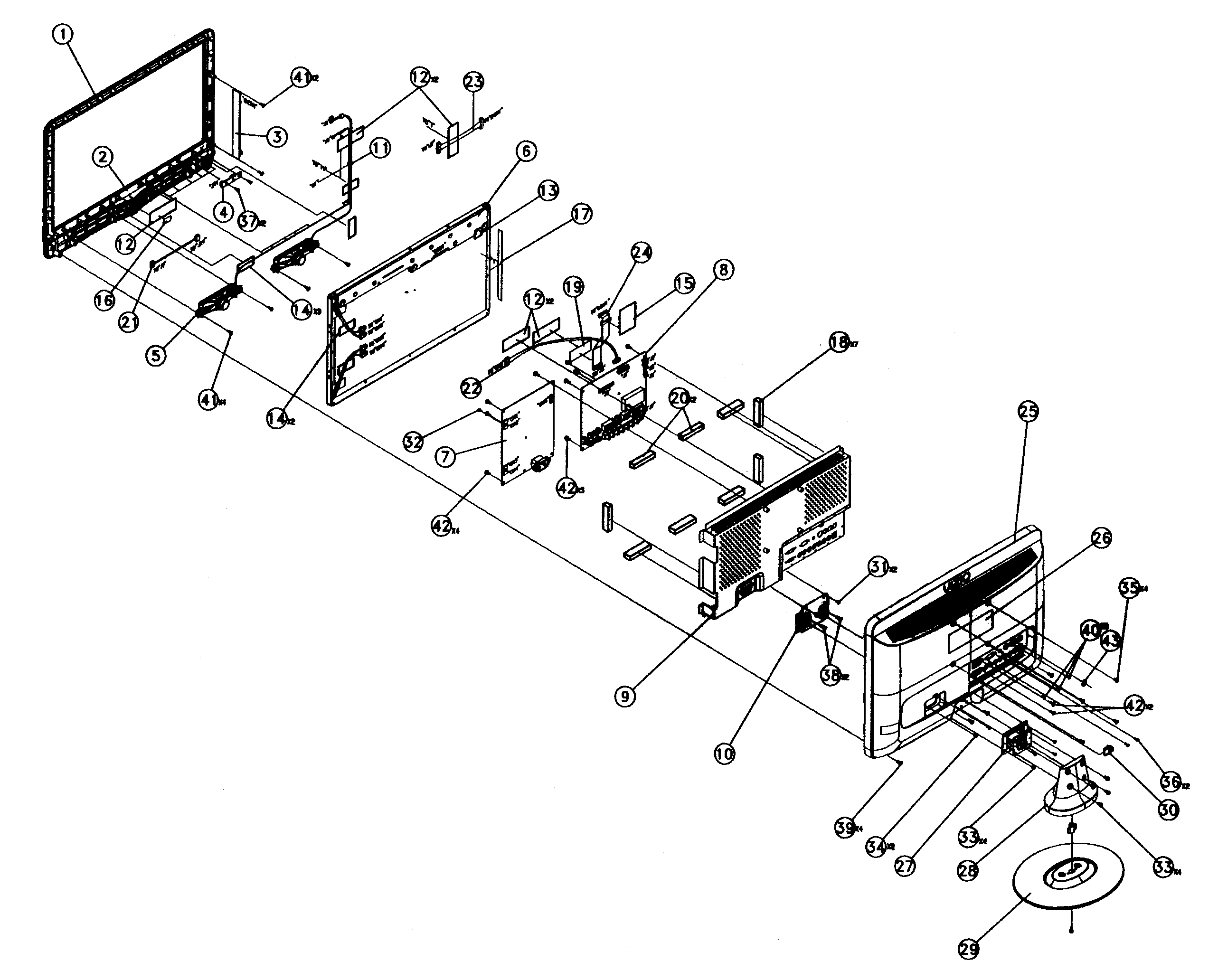 Vizio model VX200E lcd television genuine parts