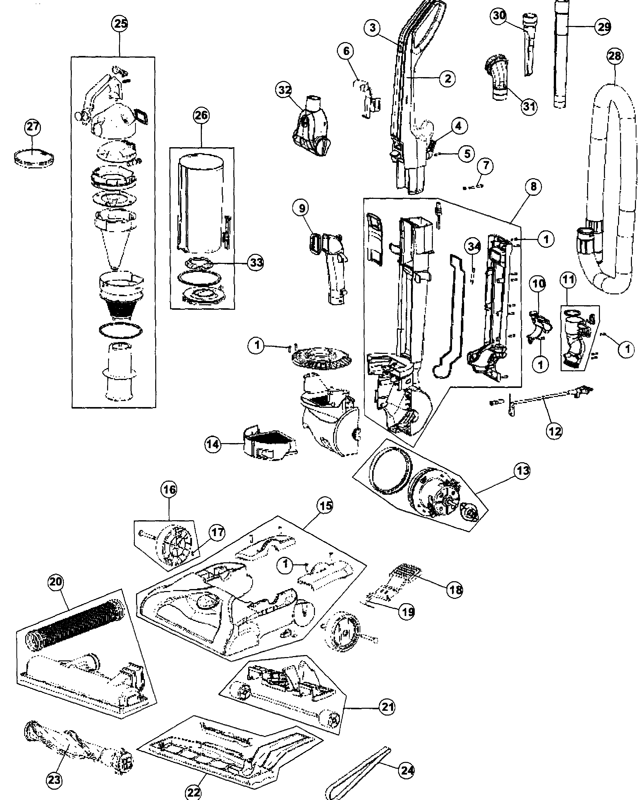 Hoover model UH70107 vacuum, upright genuine parts