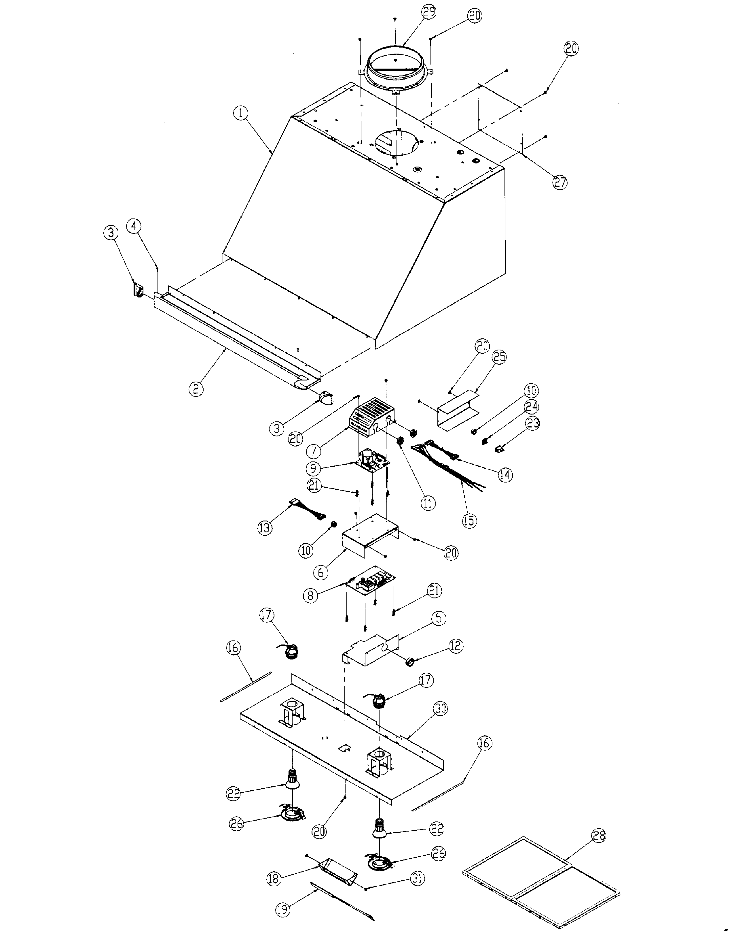 Dacor model EHR3018SCH range hood genuine parts