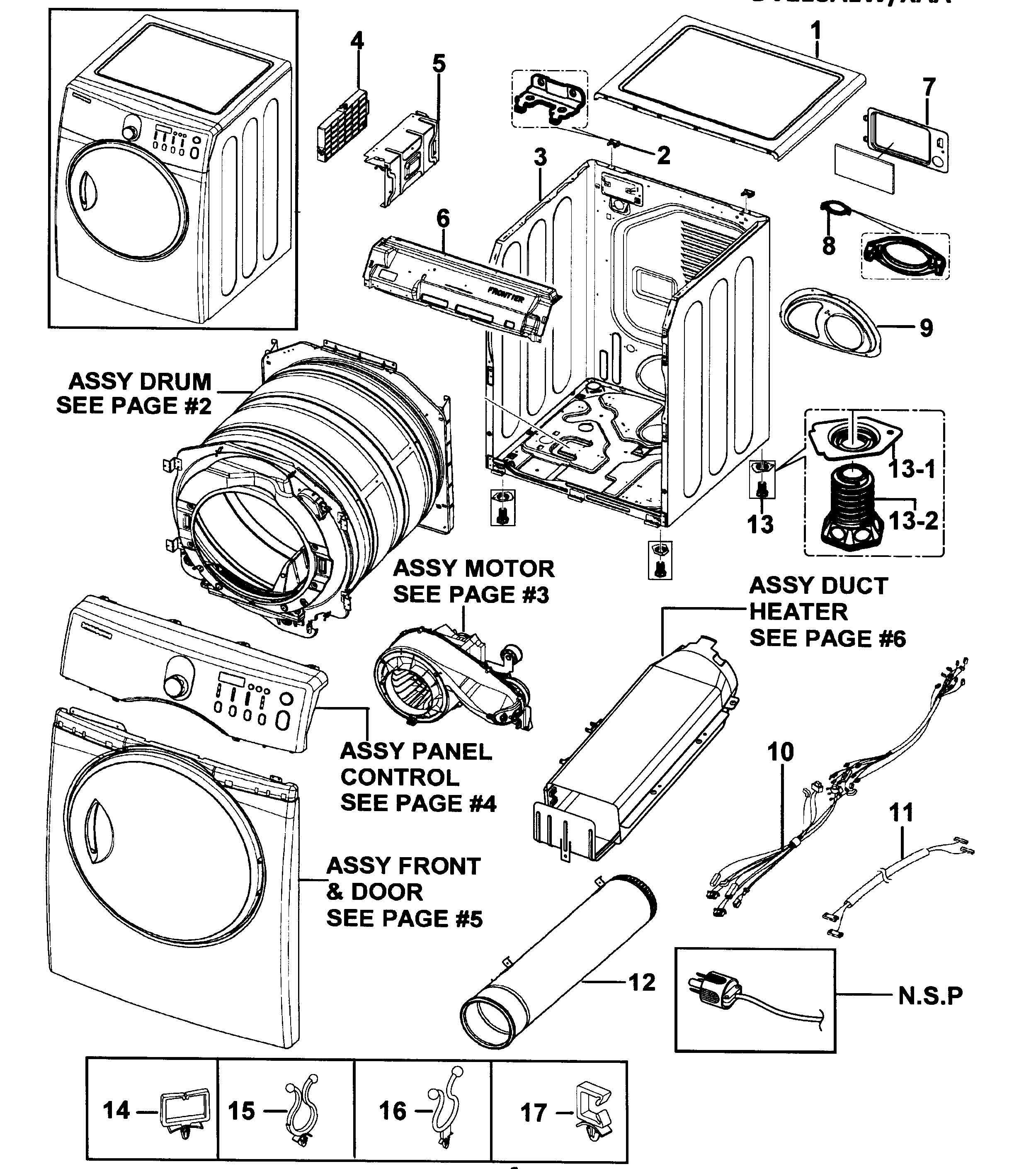 Samsung model DV218AEW/XAA-00 residential dryer genuine parts samsung heating element wiring diagram 