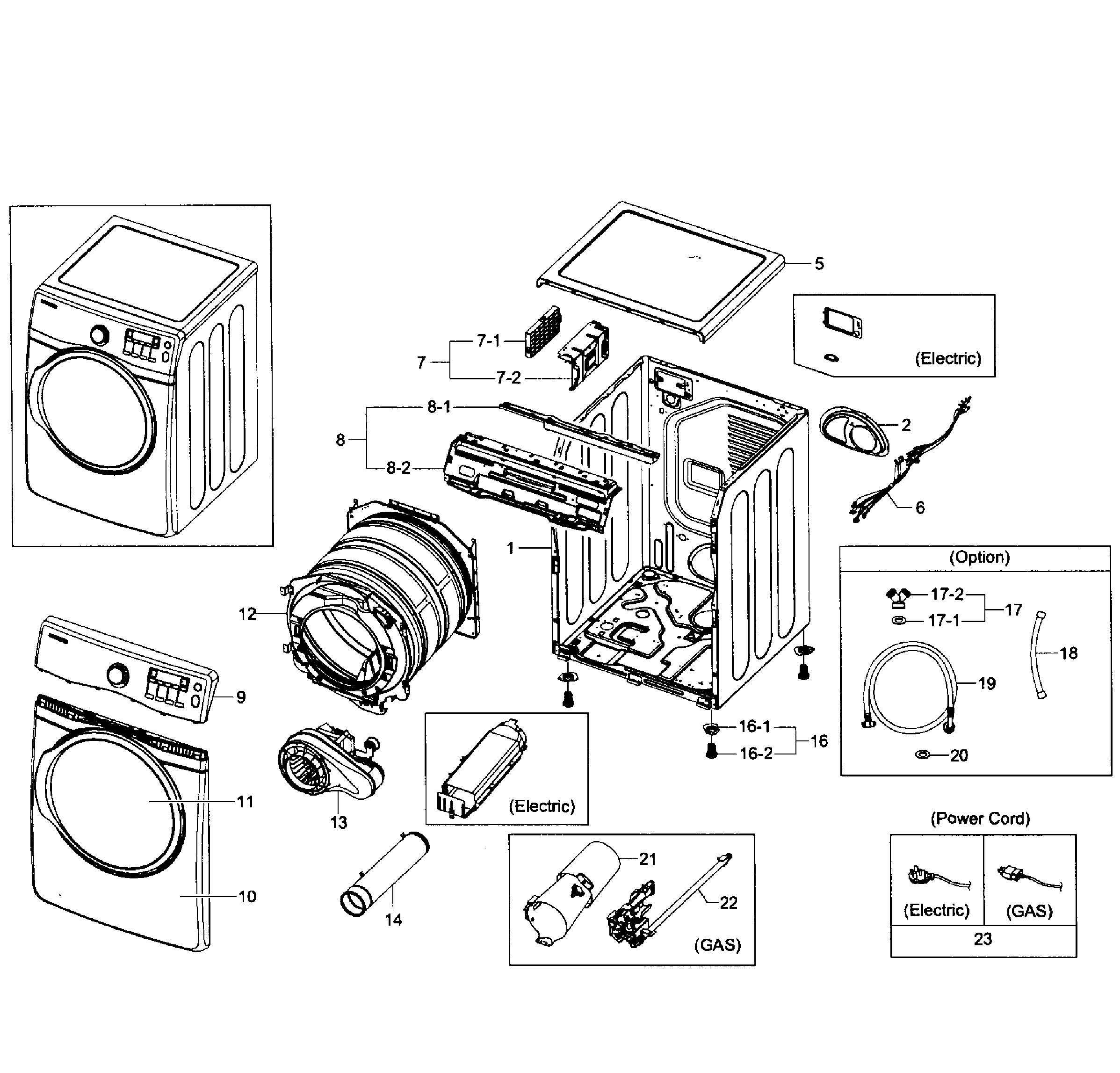 Samsung model DV431AGP/XAA-01 residential dryer genuine parts