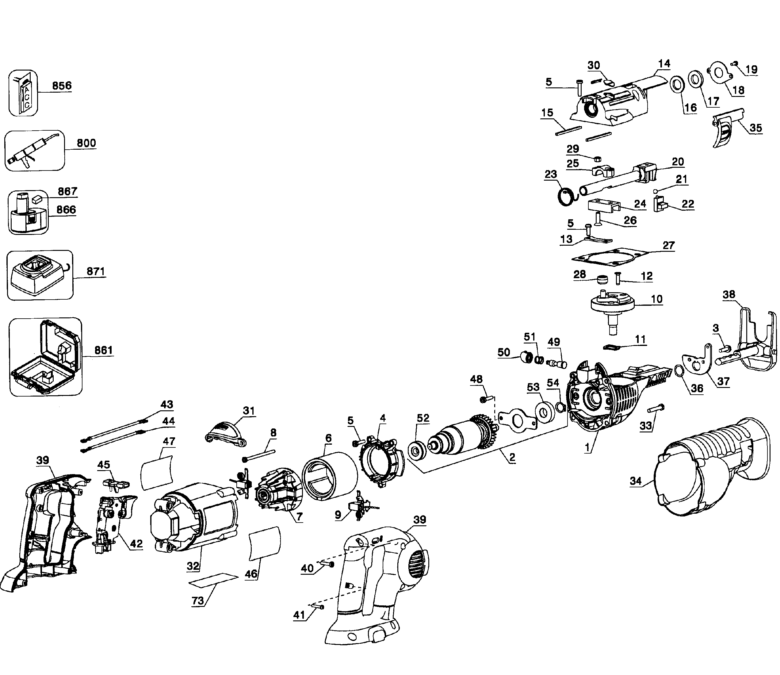 Dewalt model DC385B TYPE2 saw reciprocating genuine parts