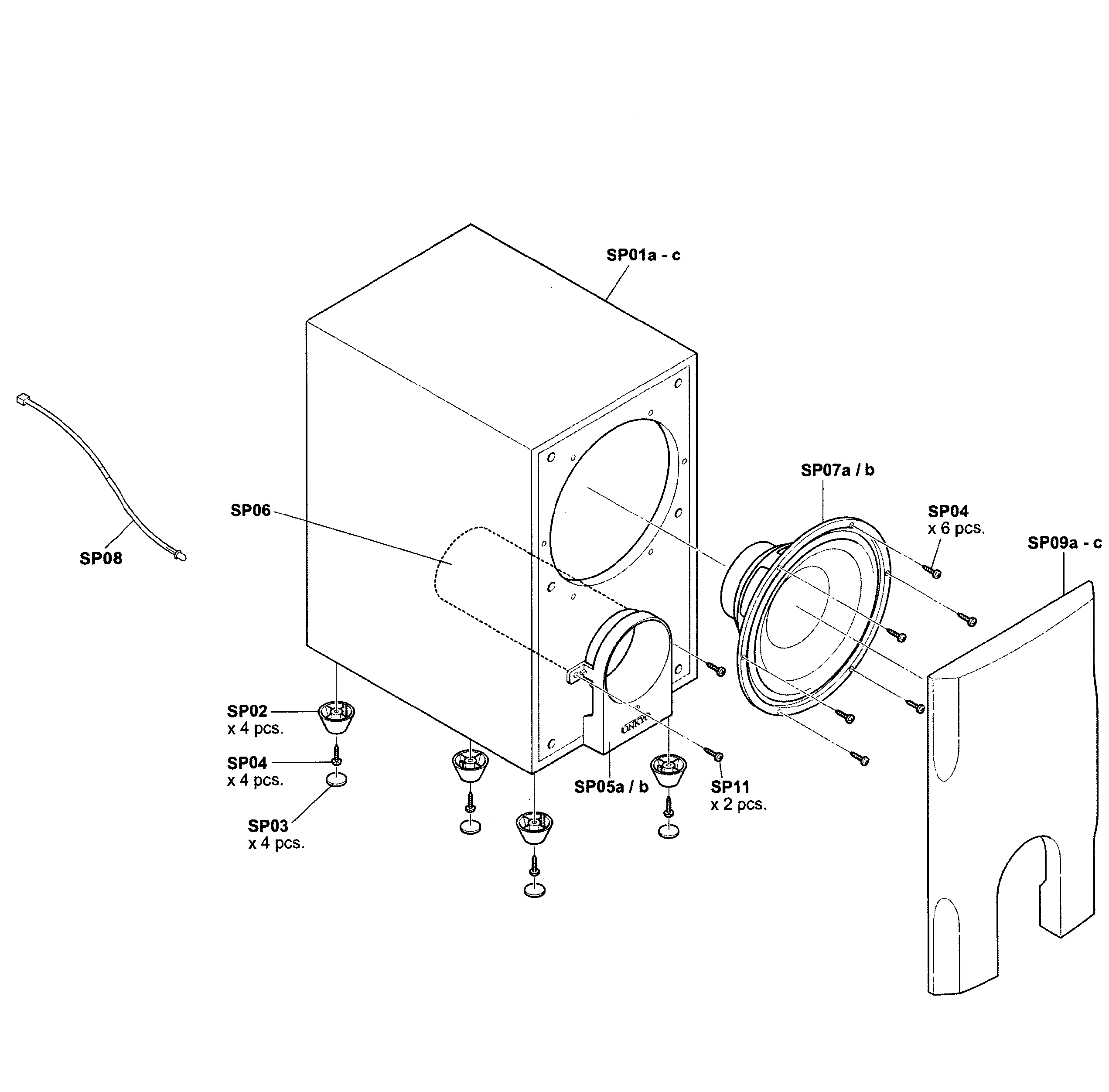 Onkyo model SKW-204 speakers genuine parts