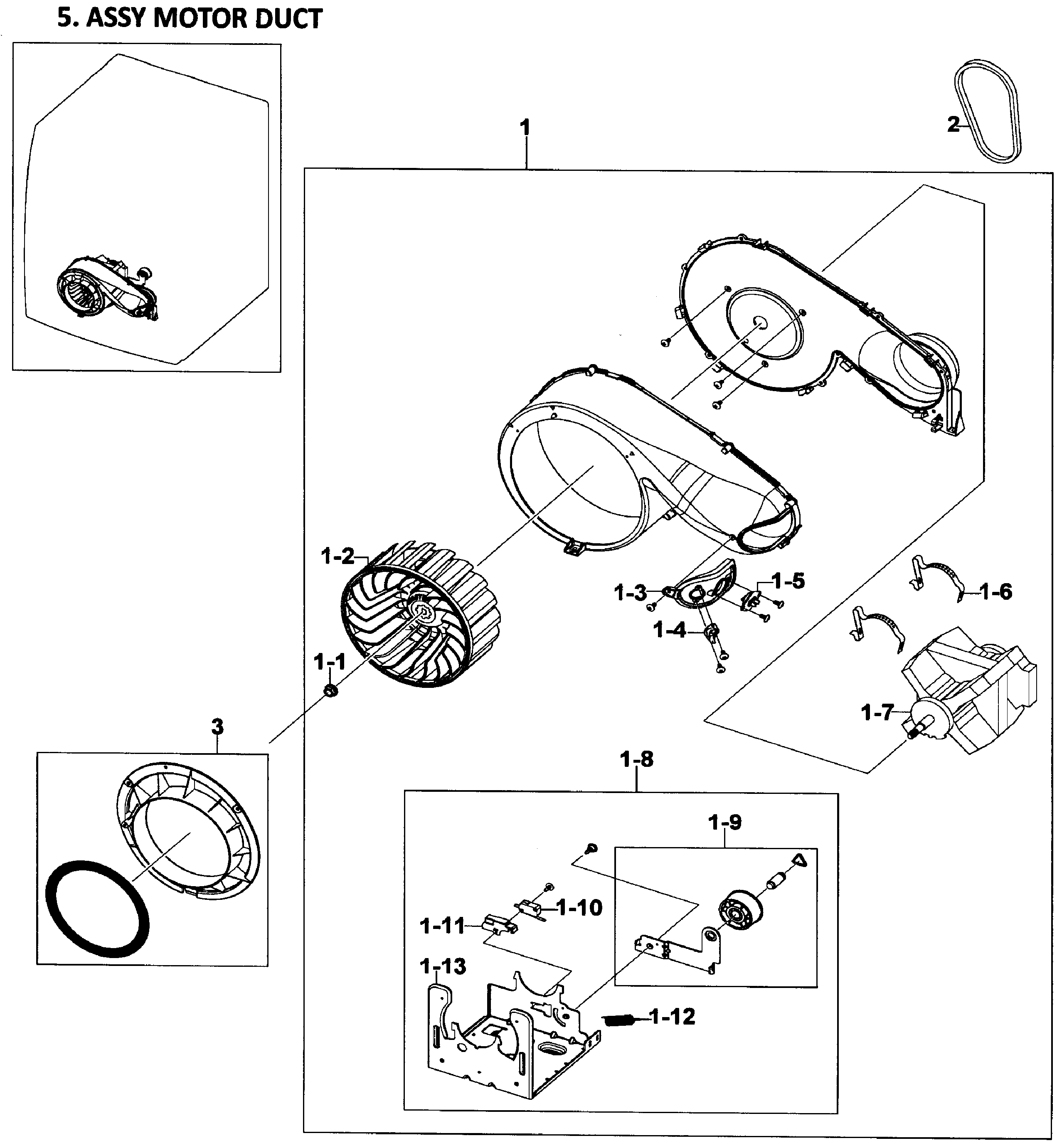 Samsung model DV218AEB/XAA-01 residential dryer genuine parts
