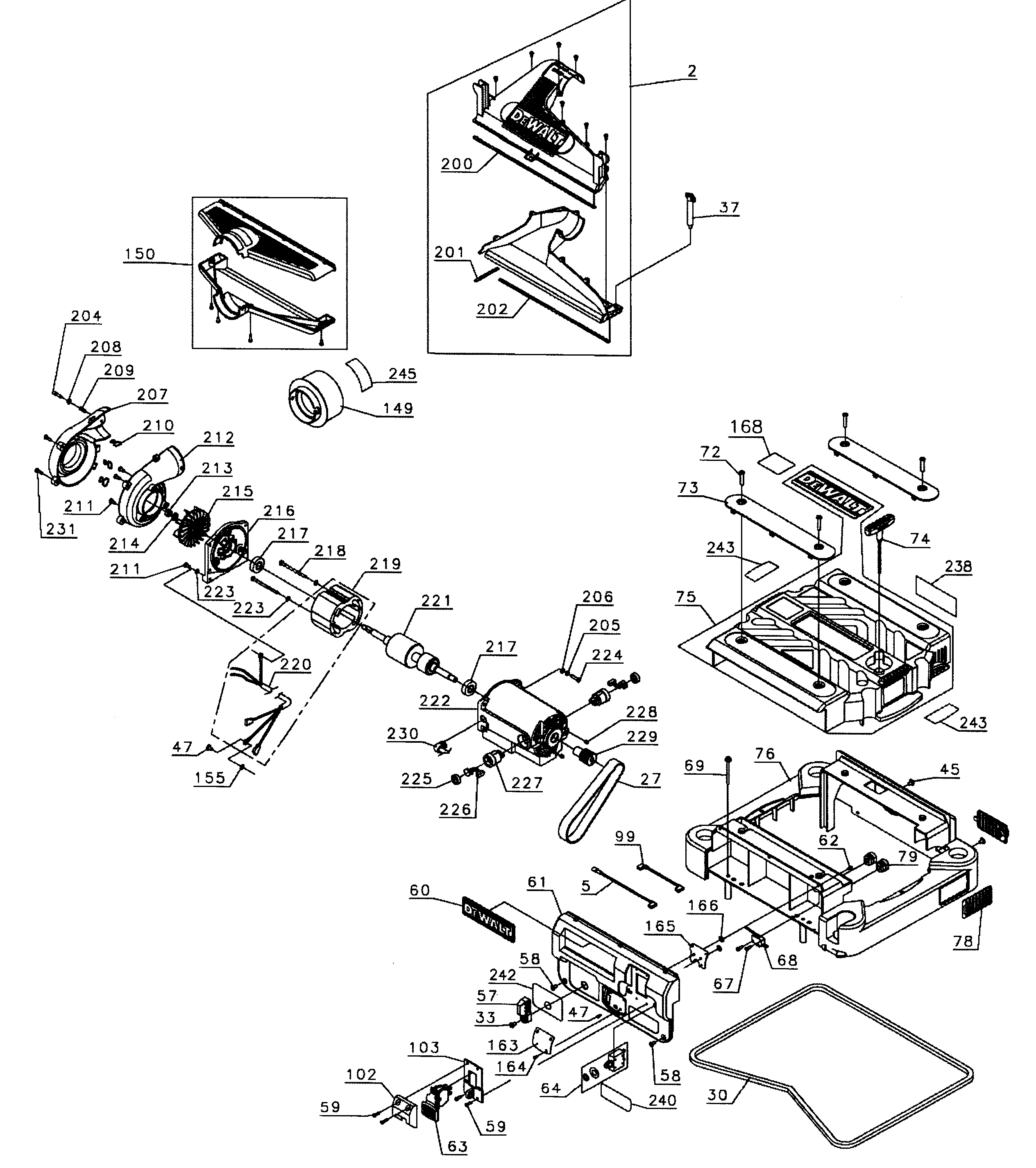 Dewalt model DW735 TYPE 1 planer genuine parts