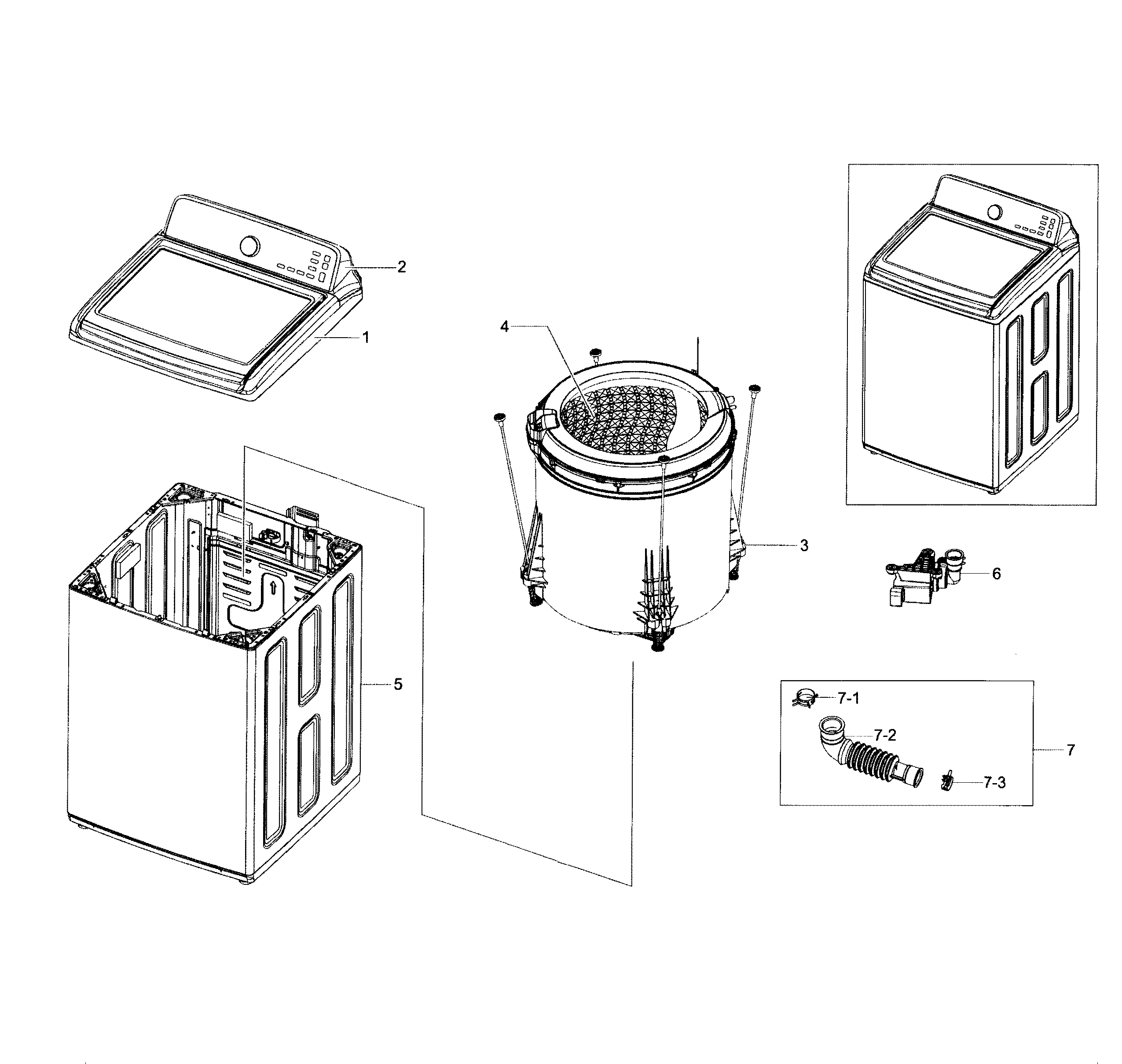 Samsung model WA45H7000AW/A2-0001 residential washers genuine parts