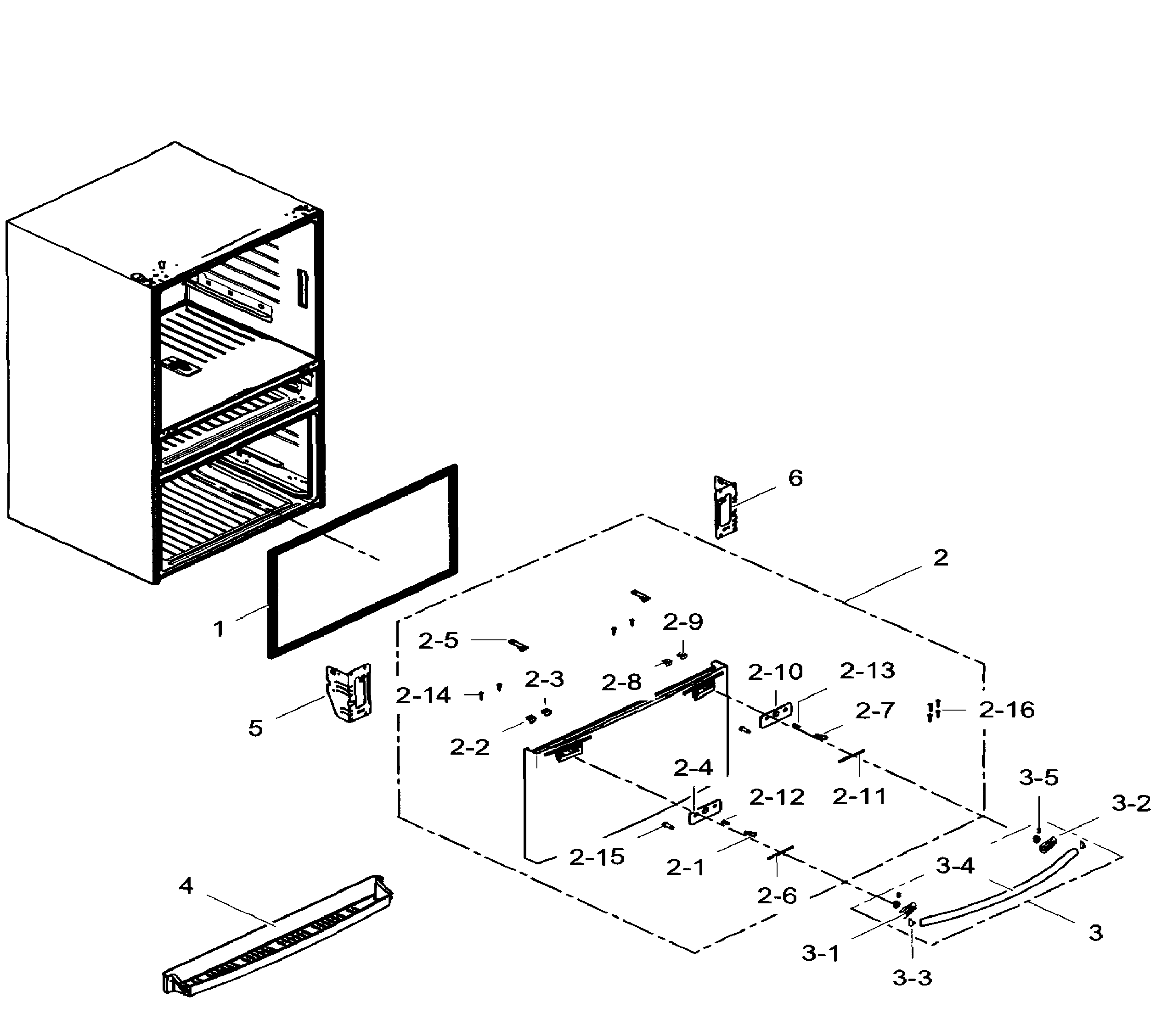 Samsung model RF28HMEDBSR/AA-08 bottom-mount refrigerator genuine parts