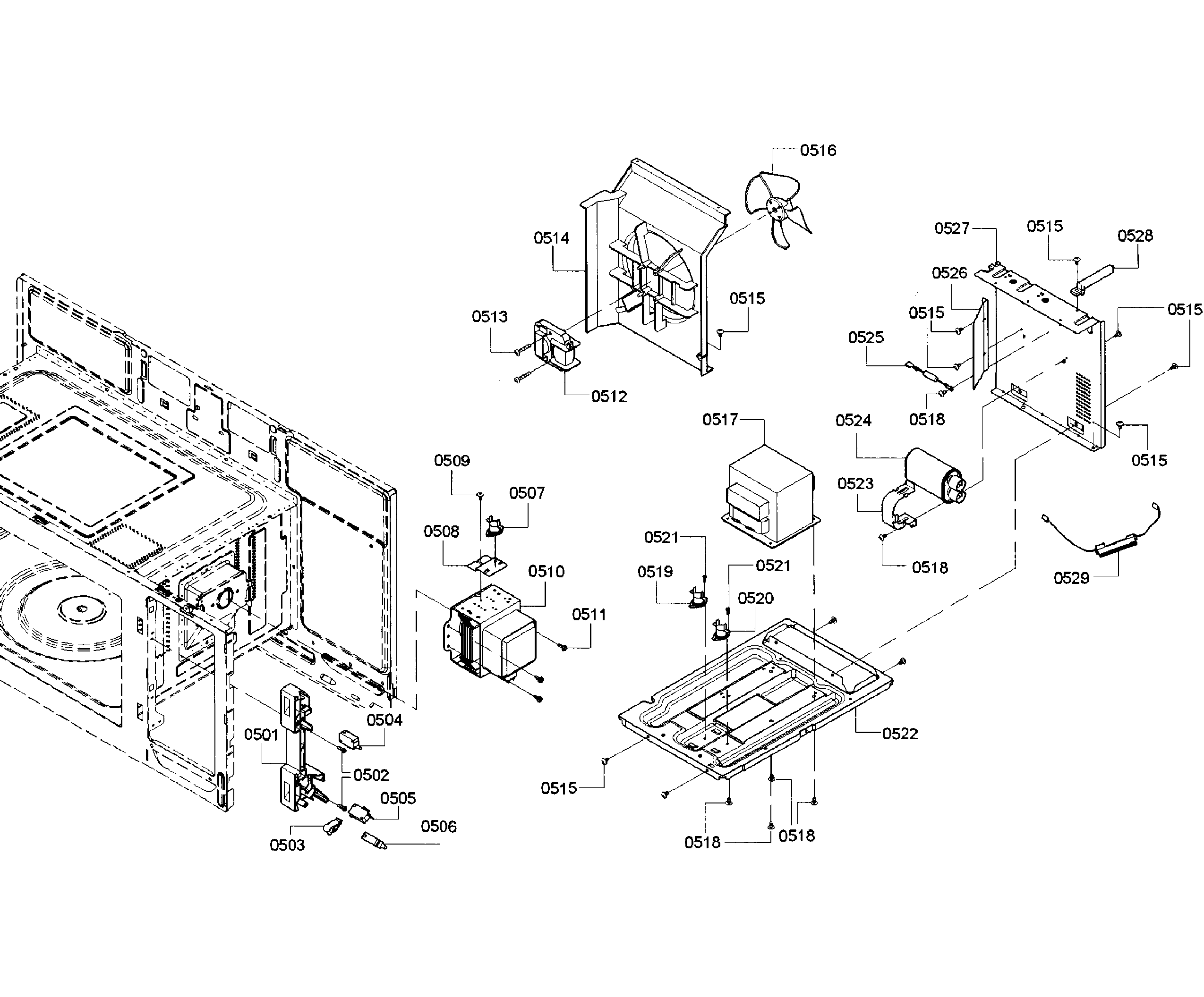 Bosch model HMV3022U/02 microwave/hood combo genuine parts