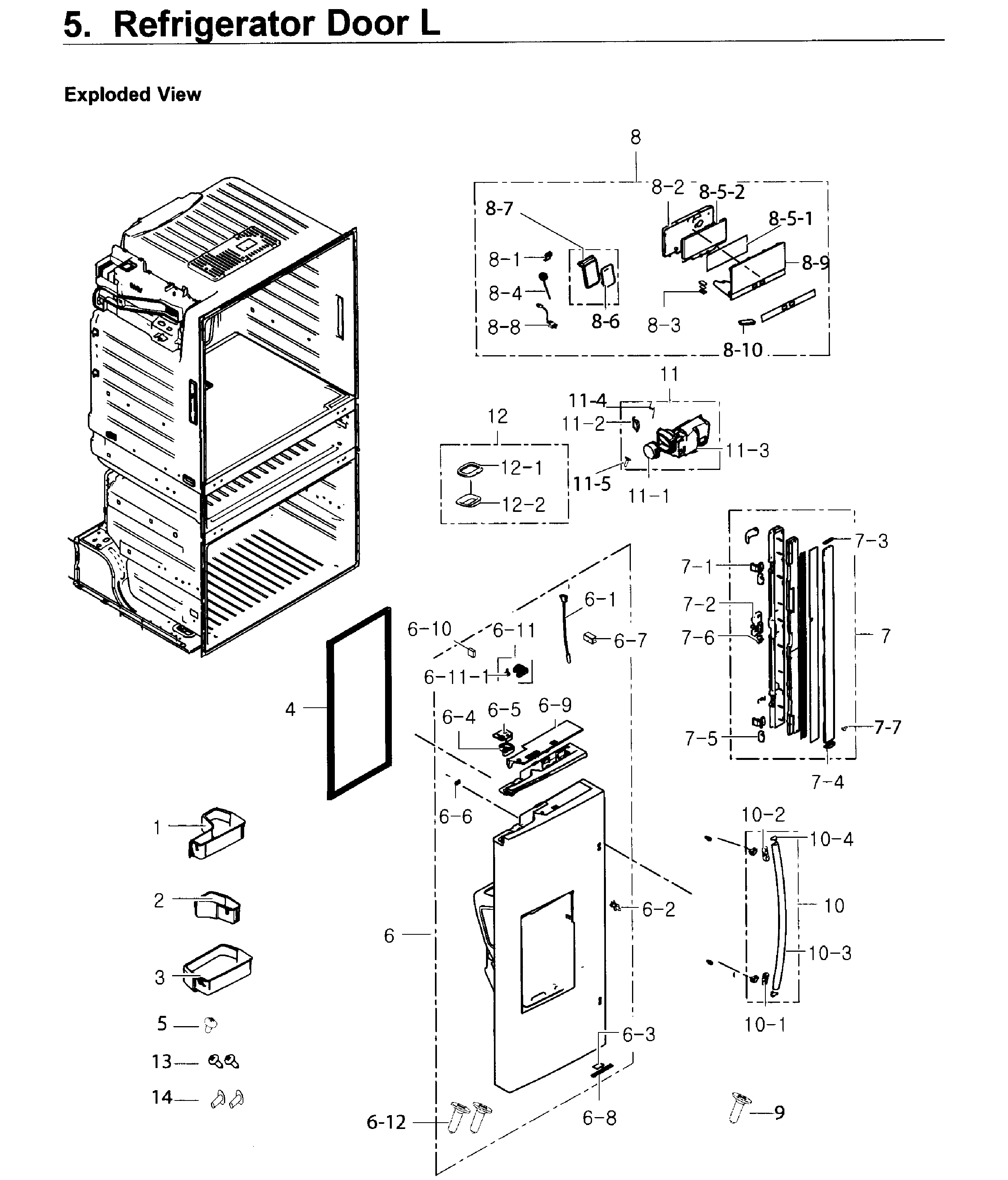 Samsung model RF25HMEDBSG/AA-00 bottom-mount refrigerator genuine parts