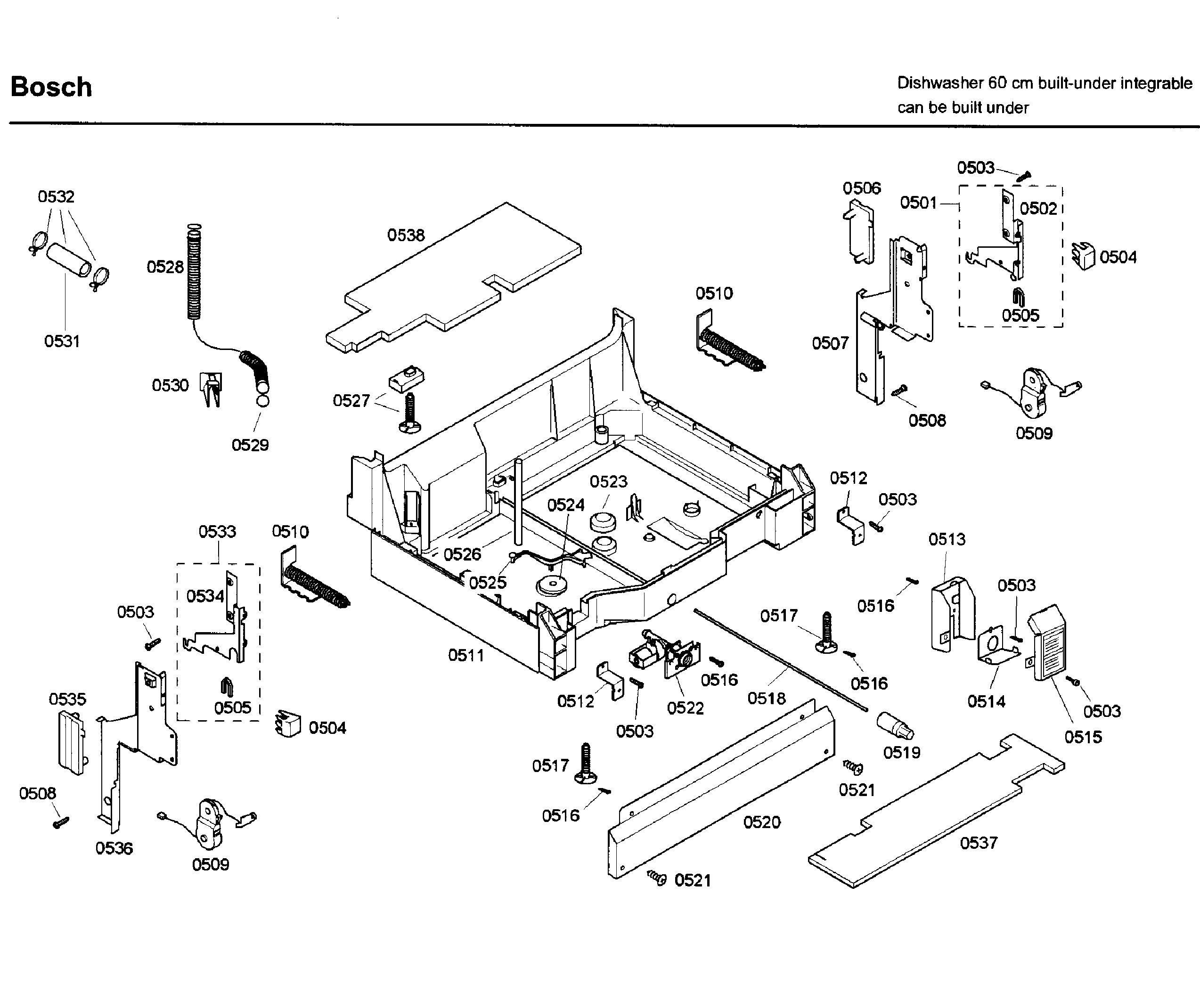 Bosch model SHX46A05UC/33 dishwasher genuine parts