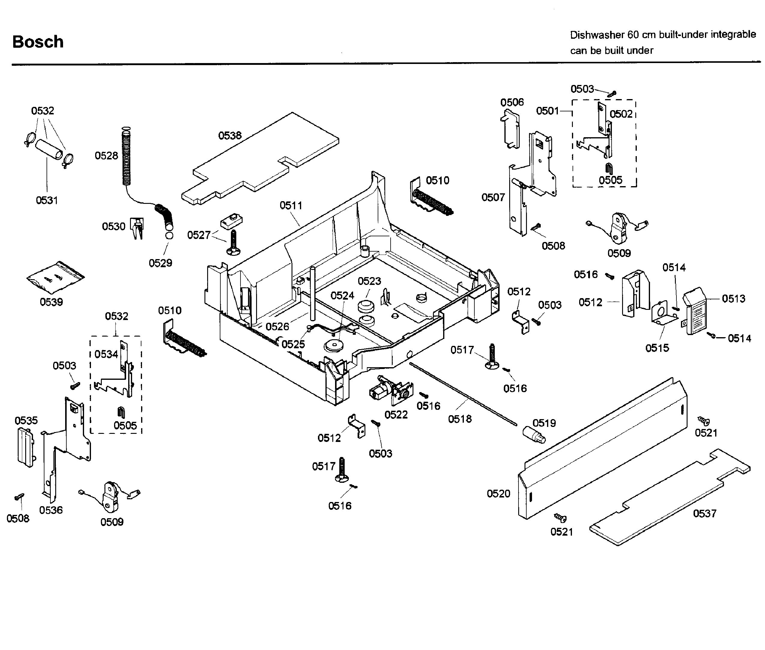 Bosch model SHX46A05UC/35 dishwasher genuine parts